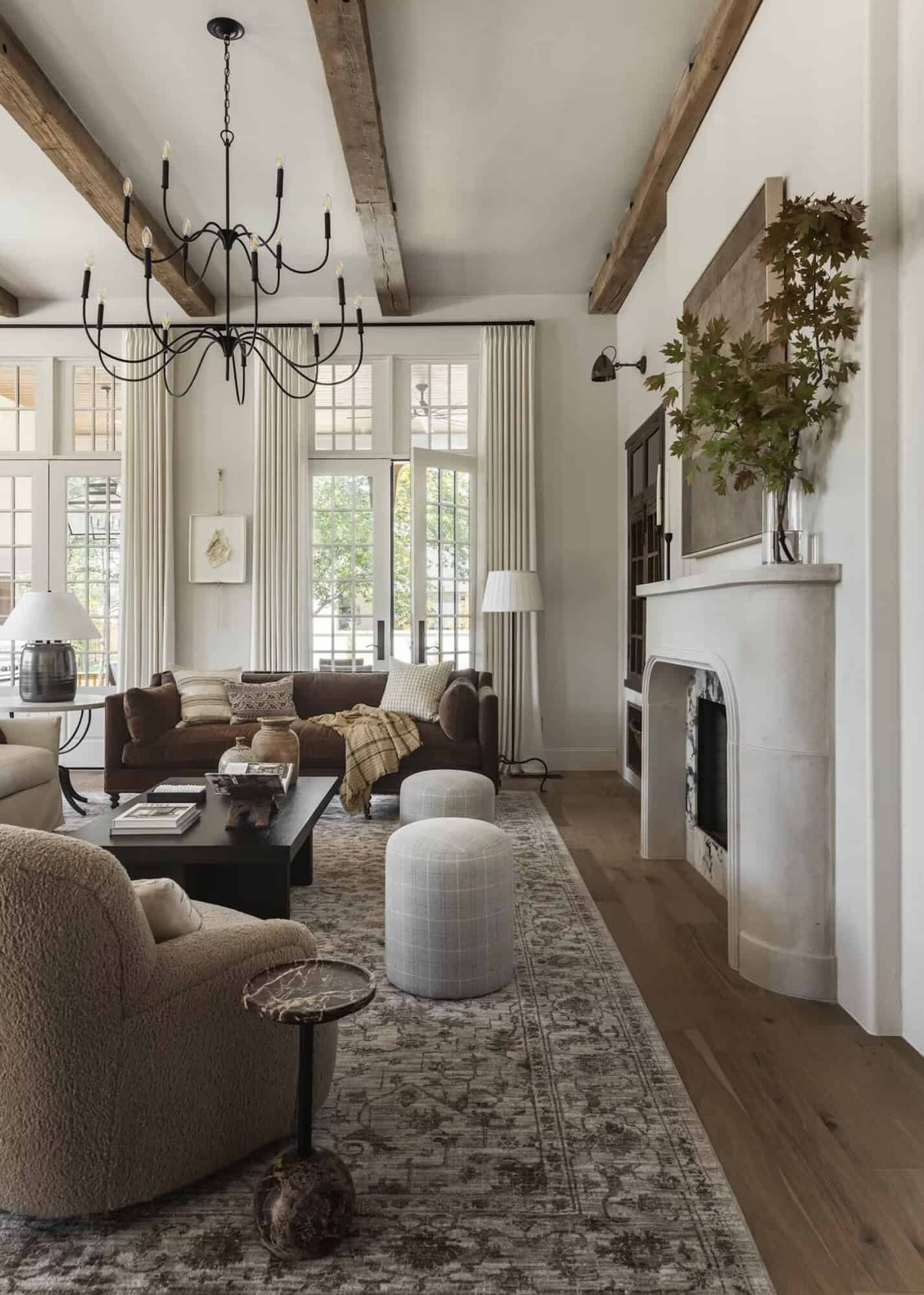 rustic modern style living room with a fireplace