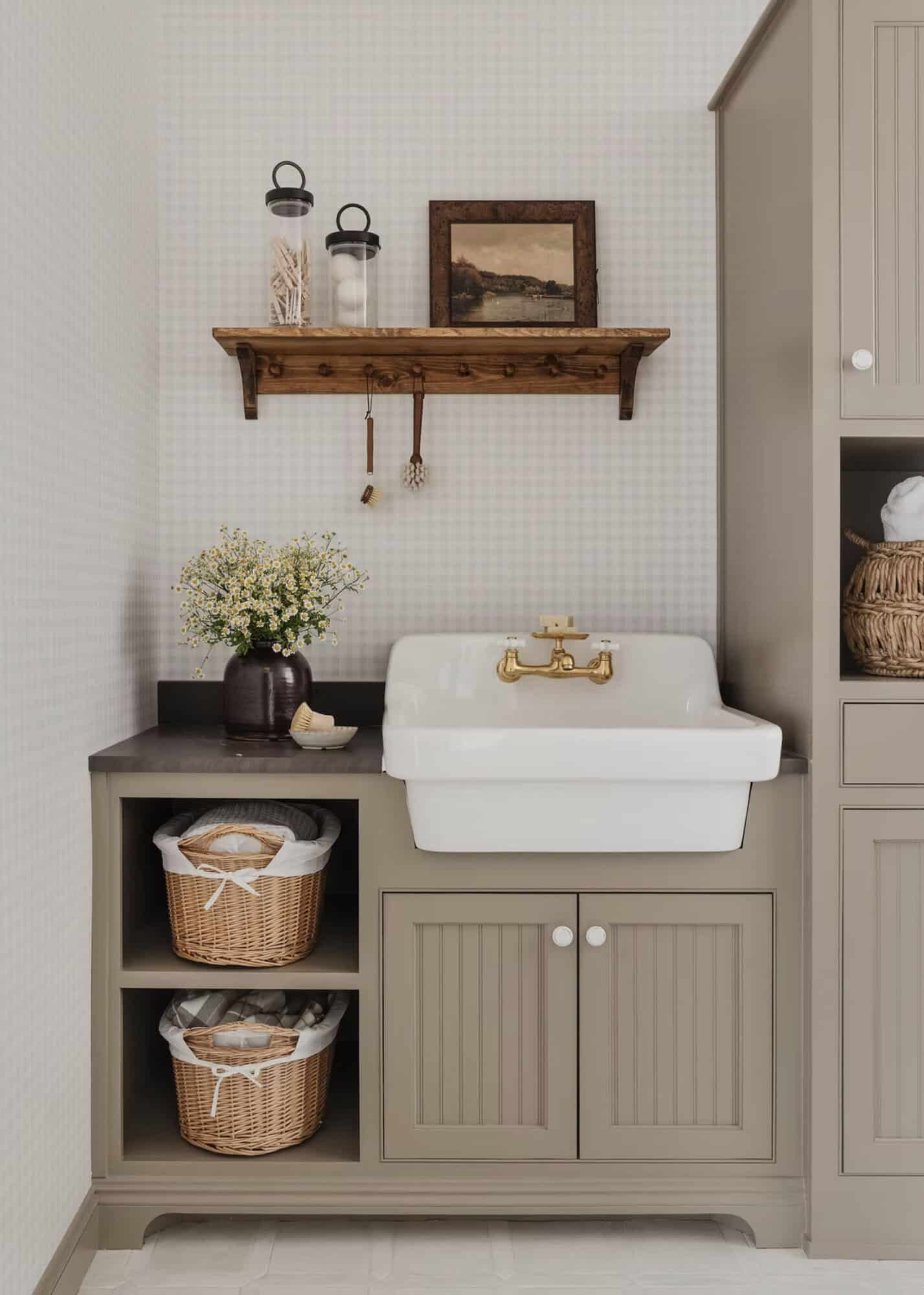 rustic modern style laundry room with a sink