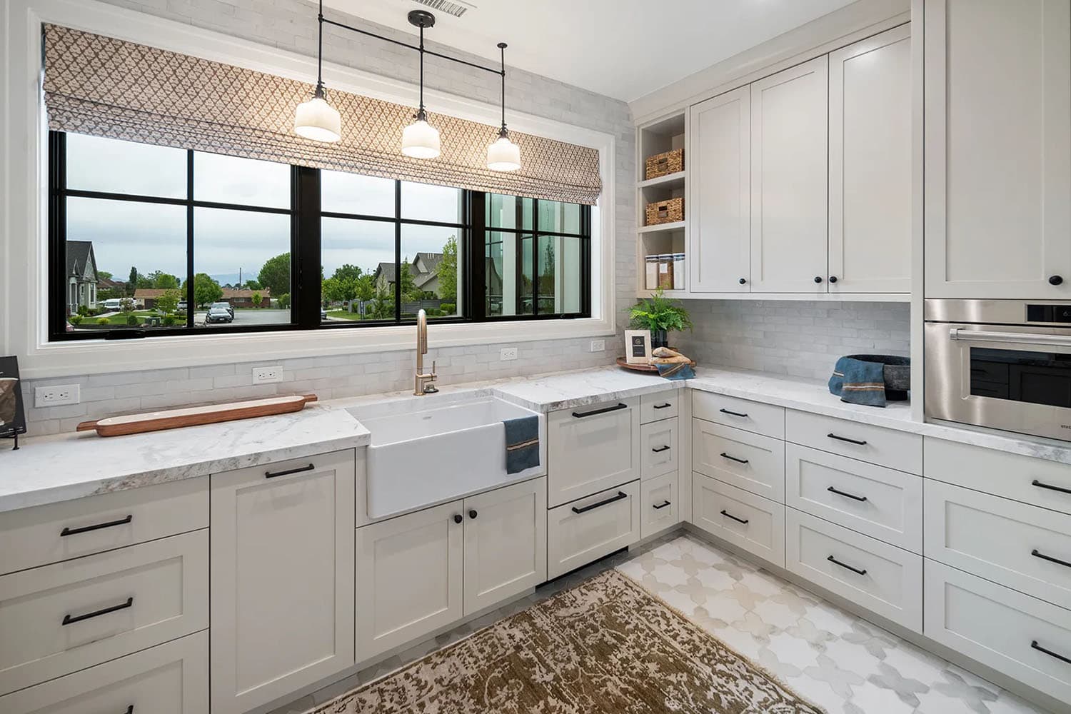 modern kitchen sink wall with a window