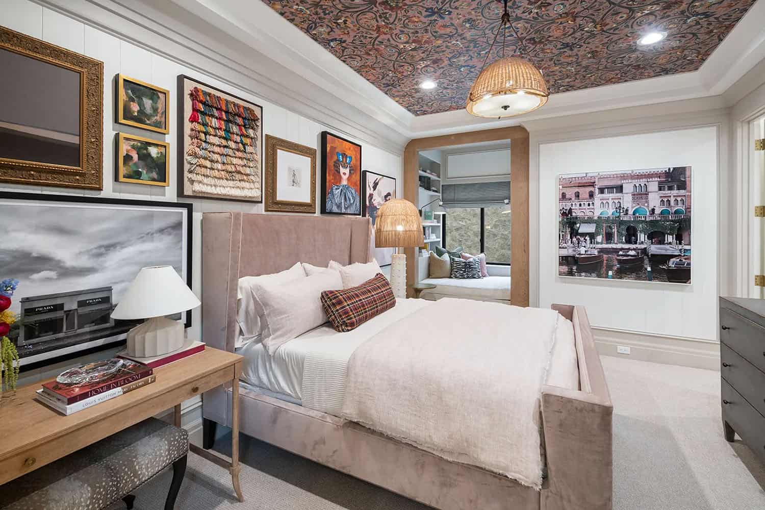 modern bedroom with artwork