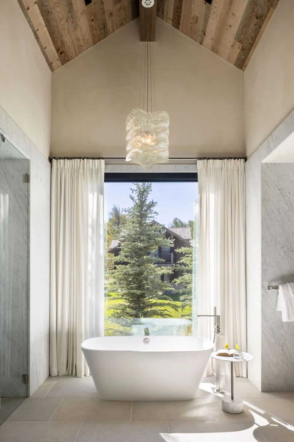 contemporary bathroom with a freestanding tub