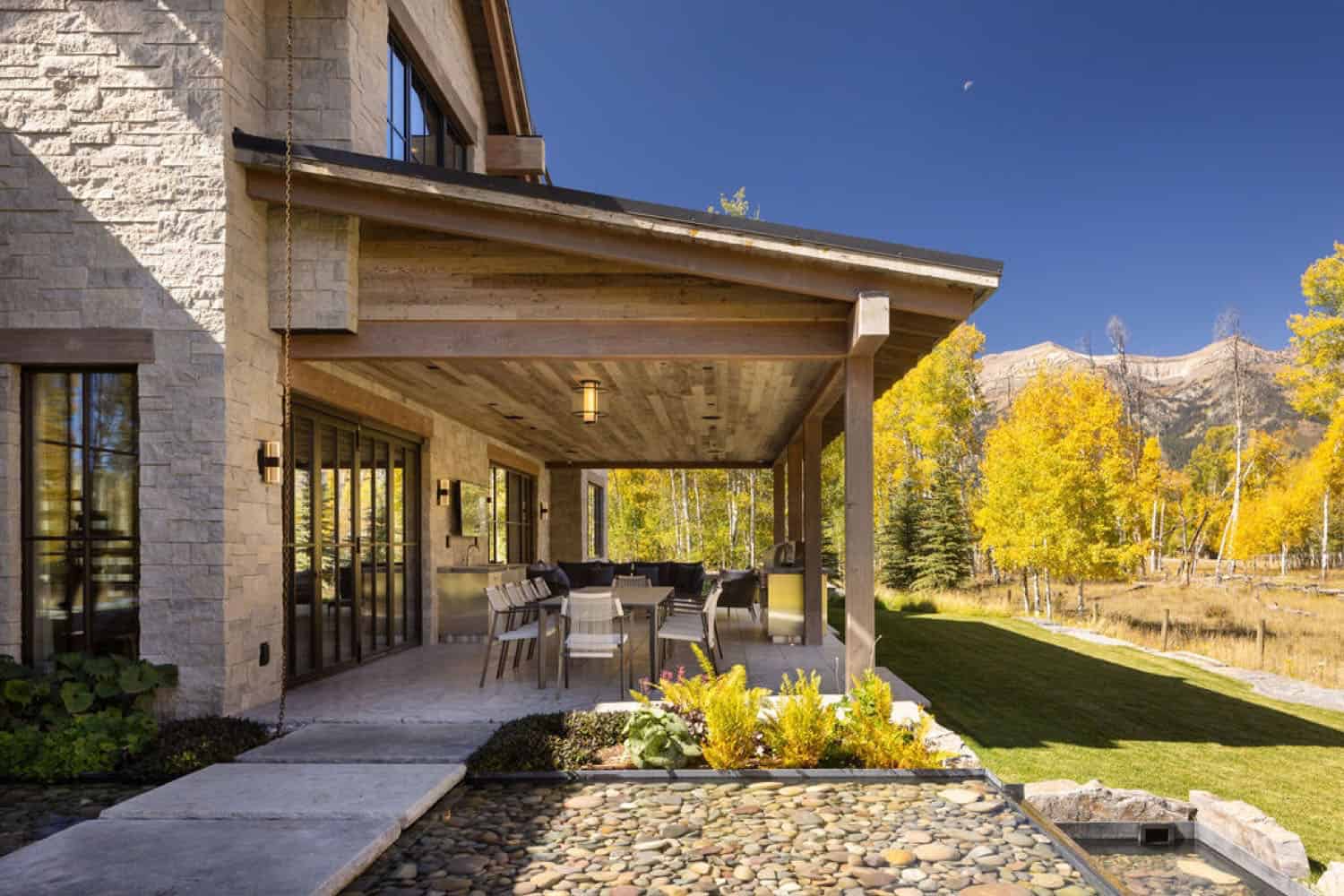 mountain home exterior with a covered porch