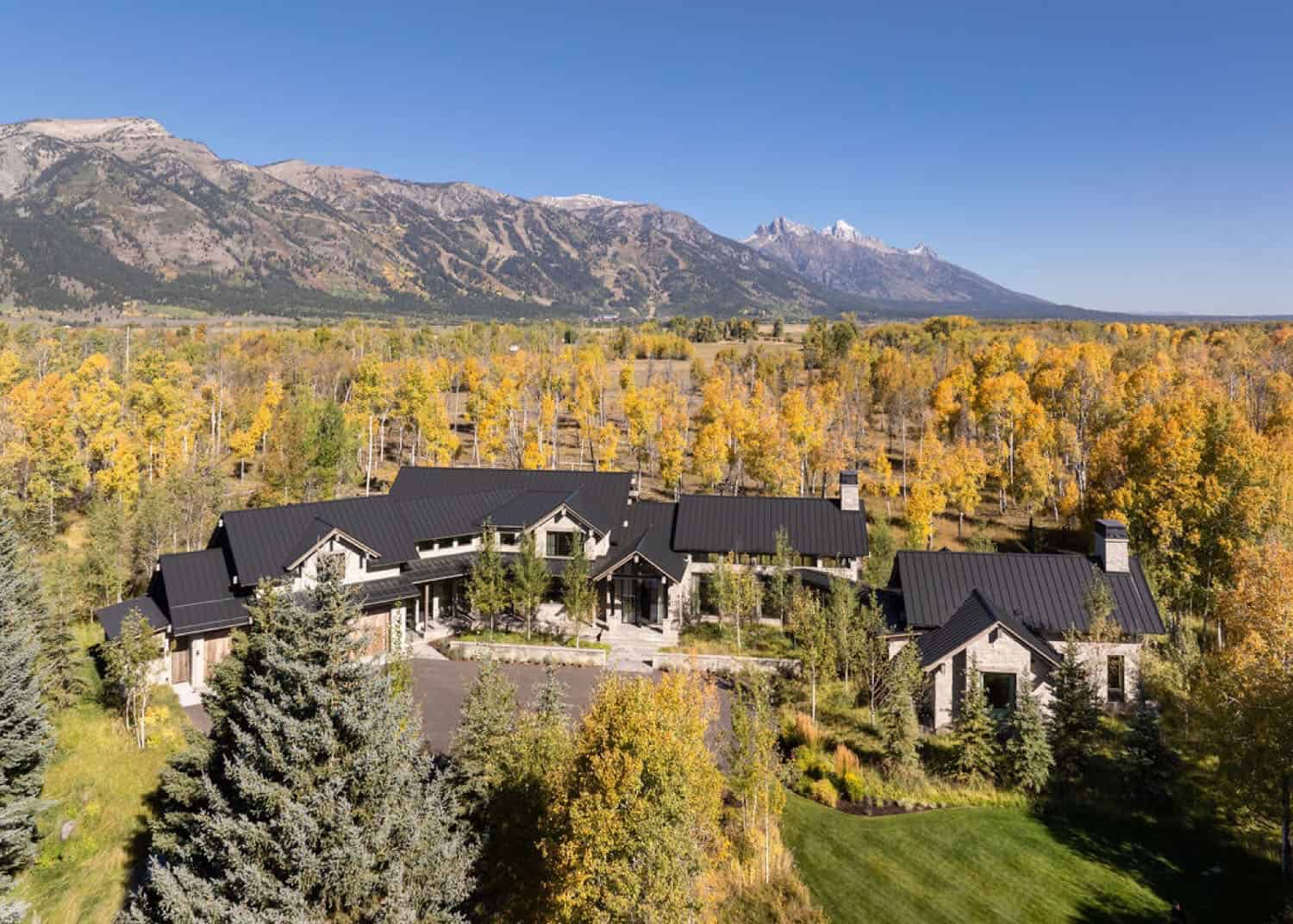 mountain home exterior aerial view