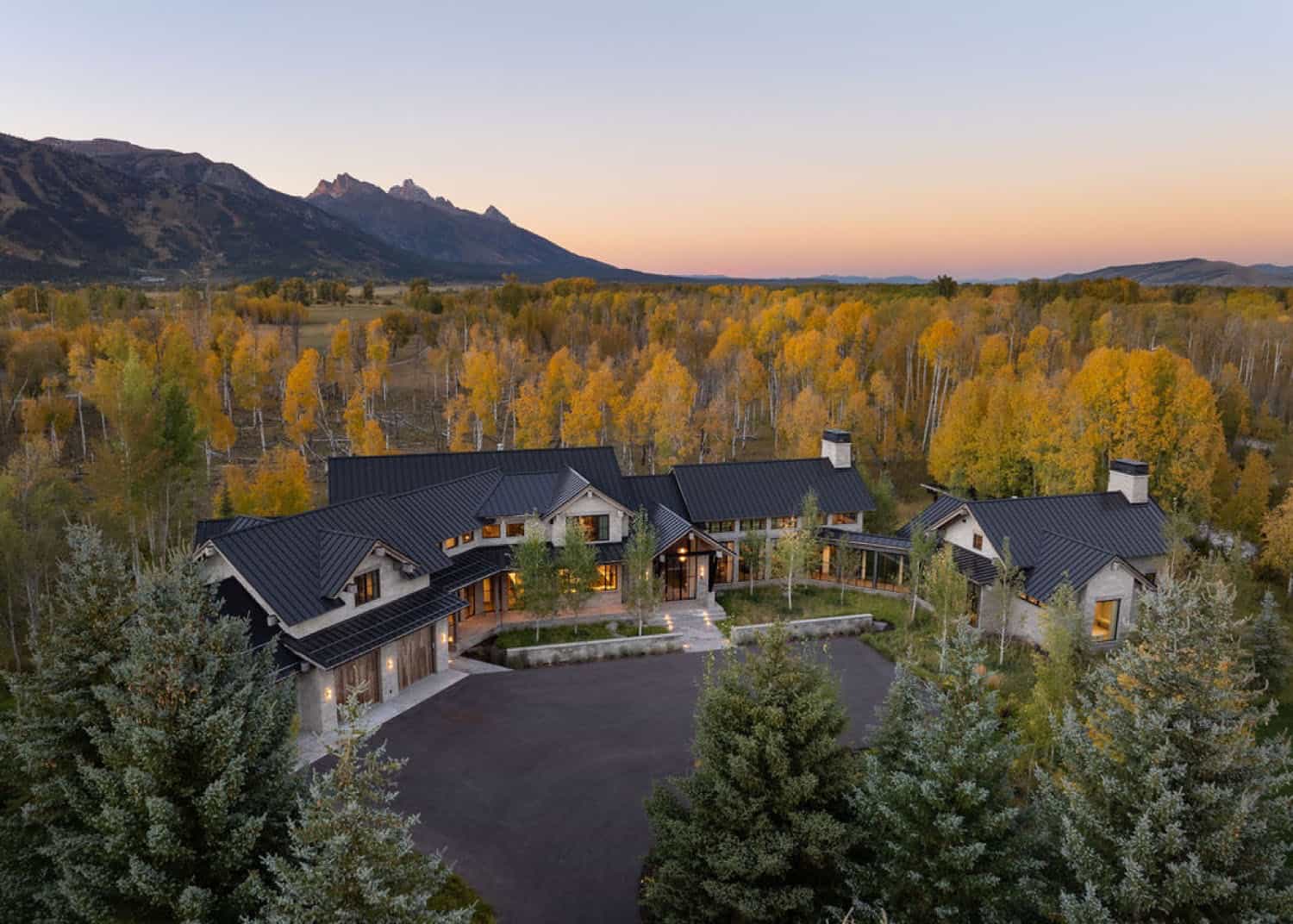 mountain home exterior aerial view