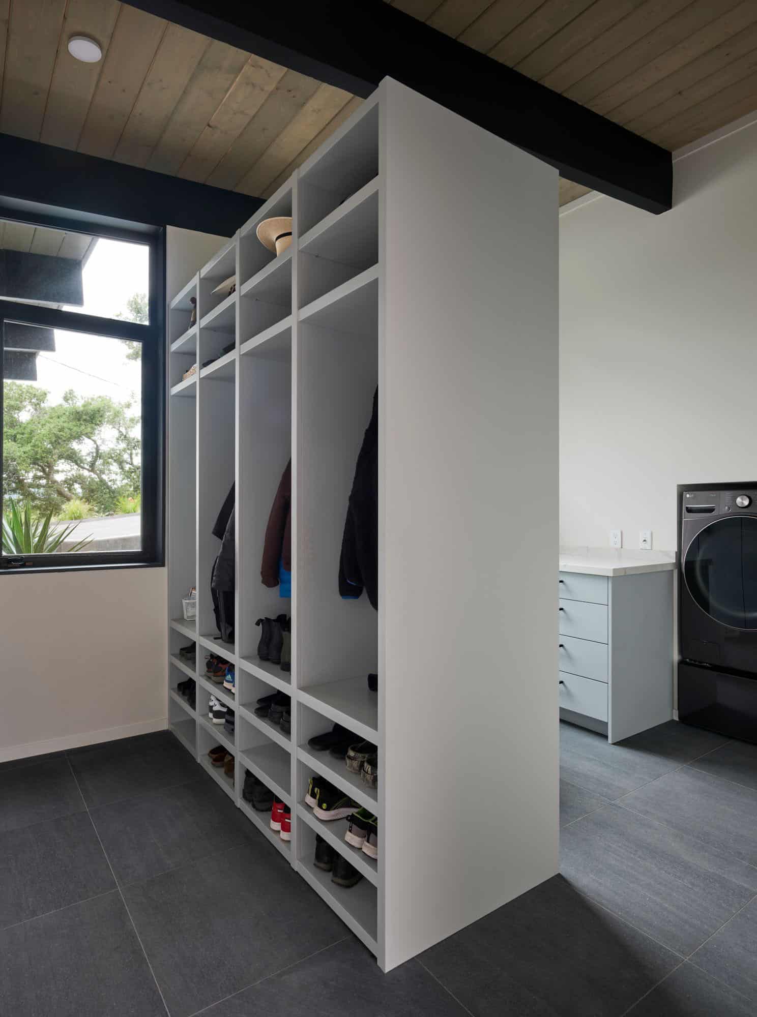 midcentury modern mudroom