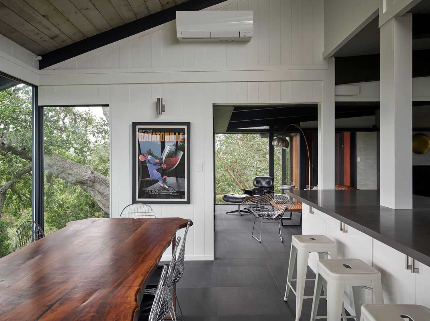 midcentury modern kitchen and dining room