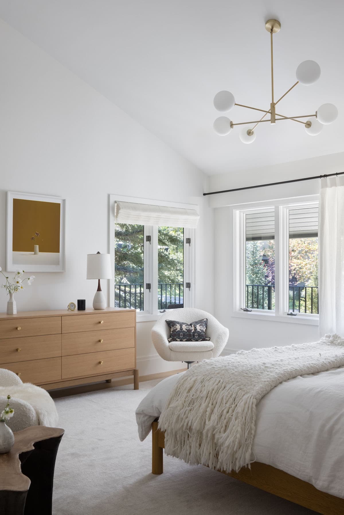 modern bedroom with large windows