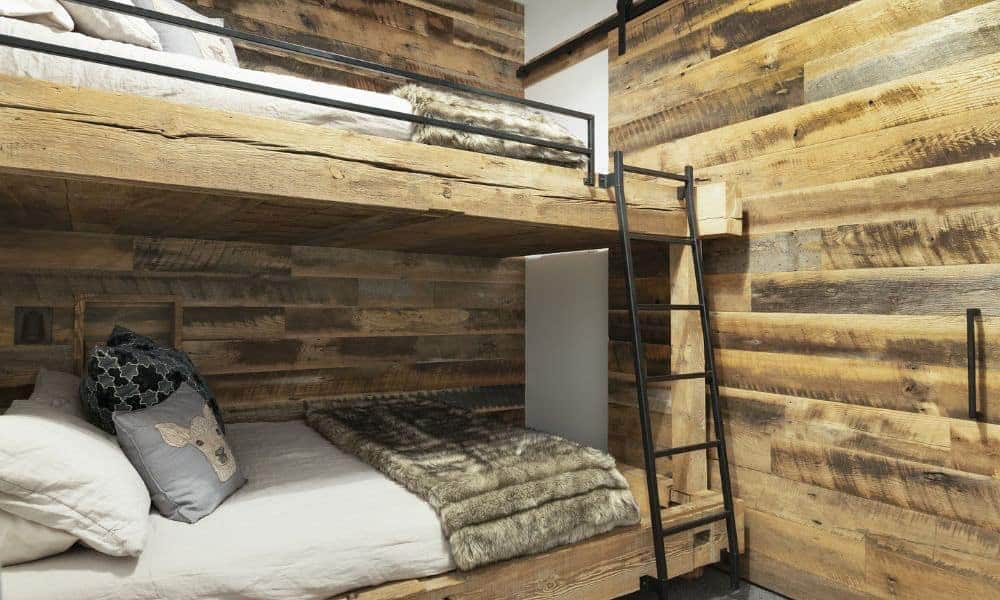 Modern rustic kids bunk bedroom