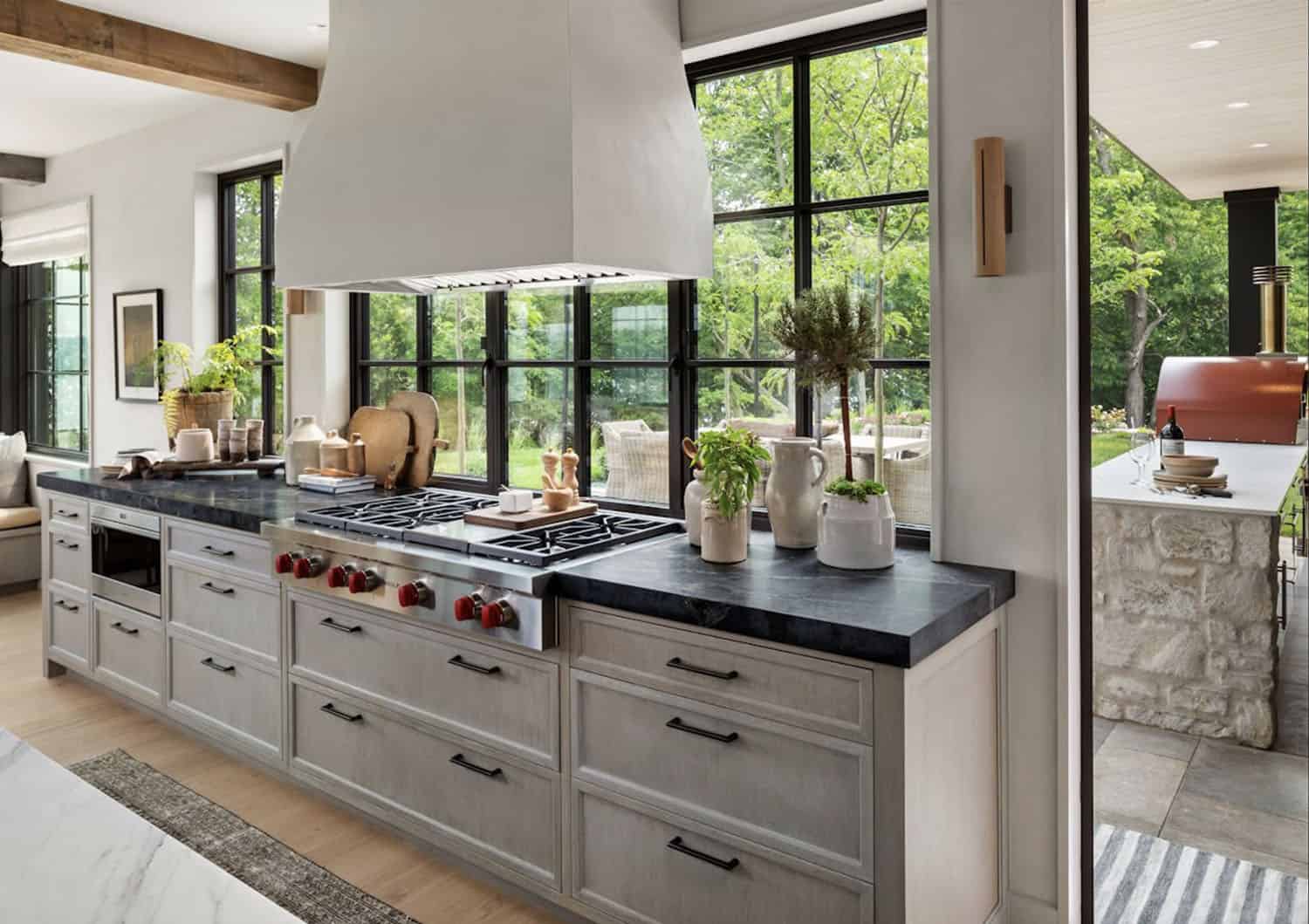 modern kitchen sink wall with windows