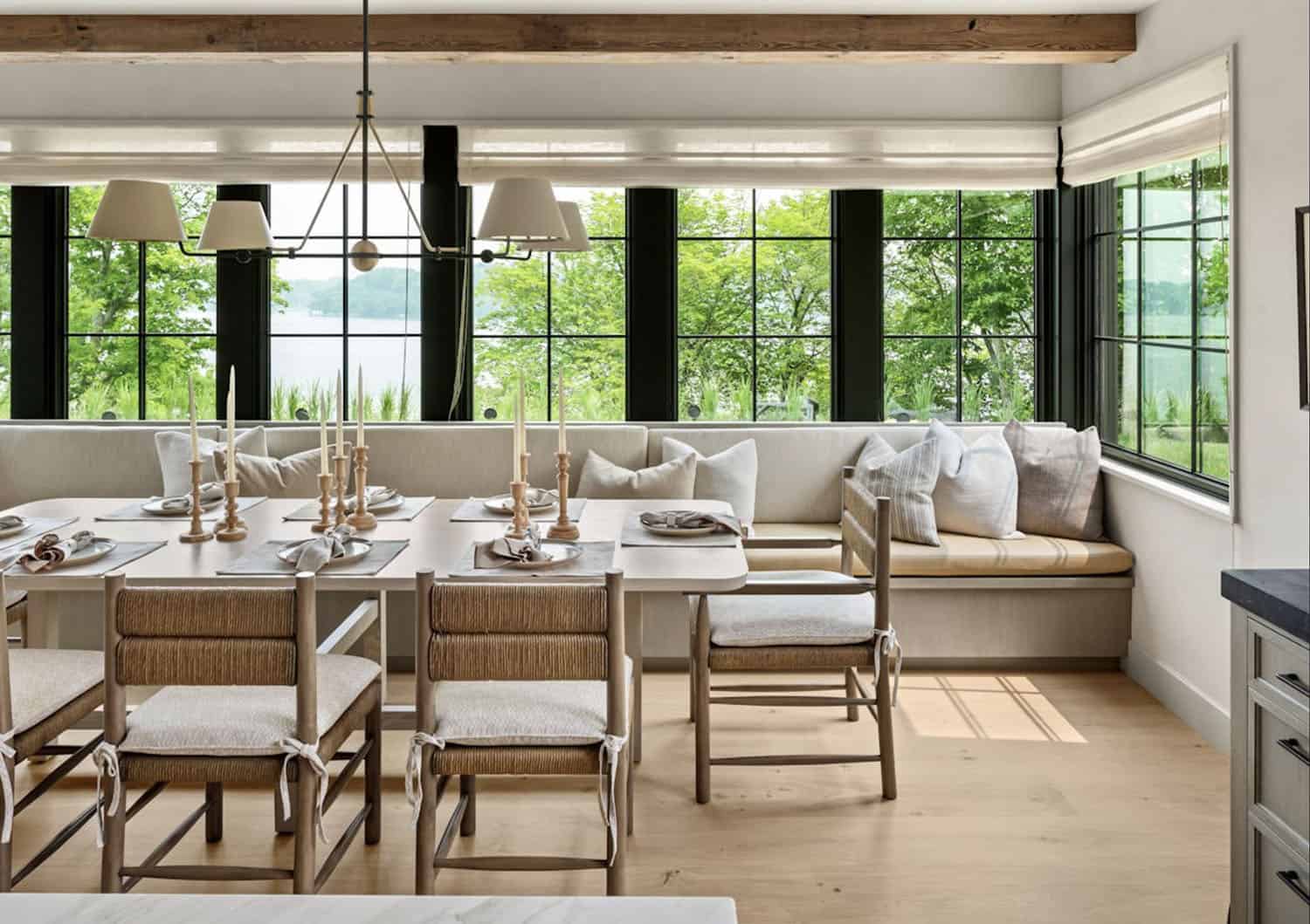 modern kitchen breakfast nook with windows