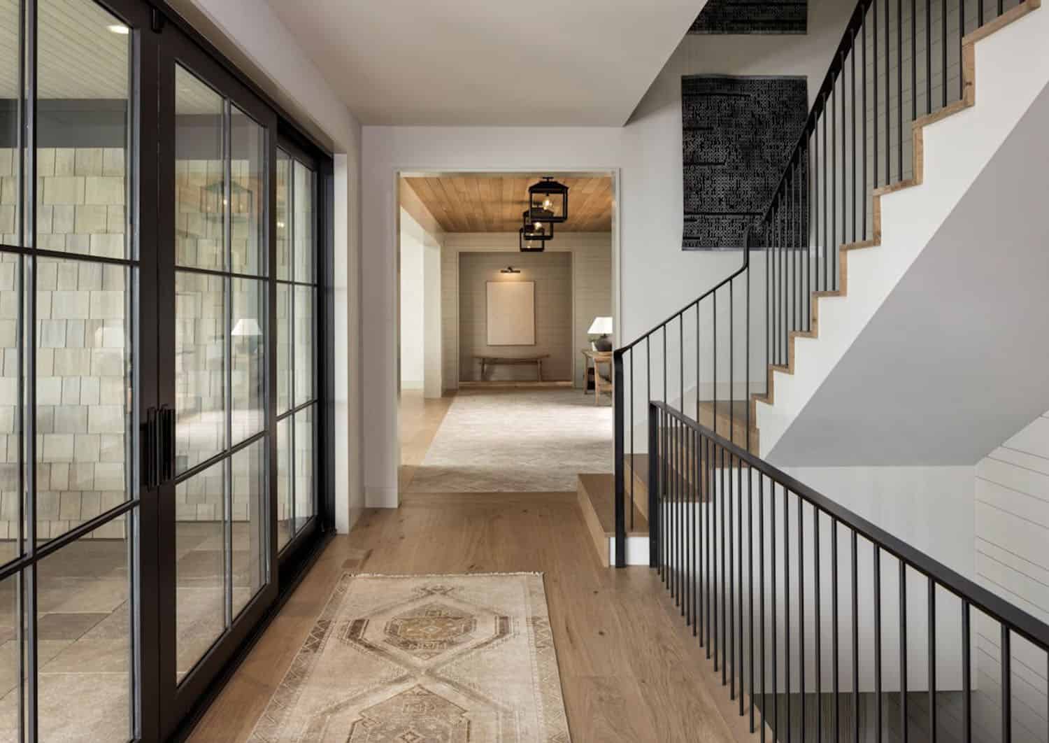 modern hallway with a staircase