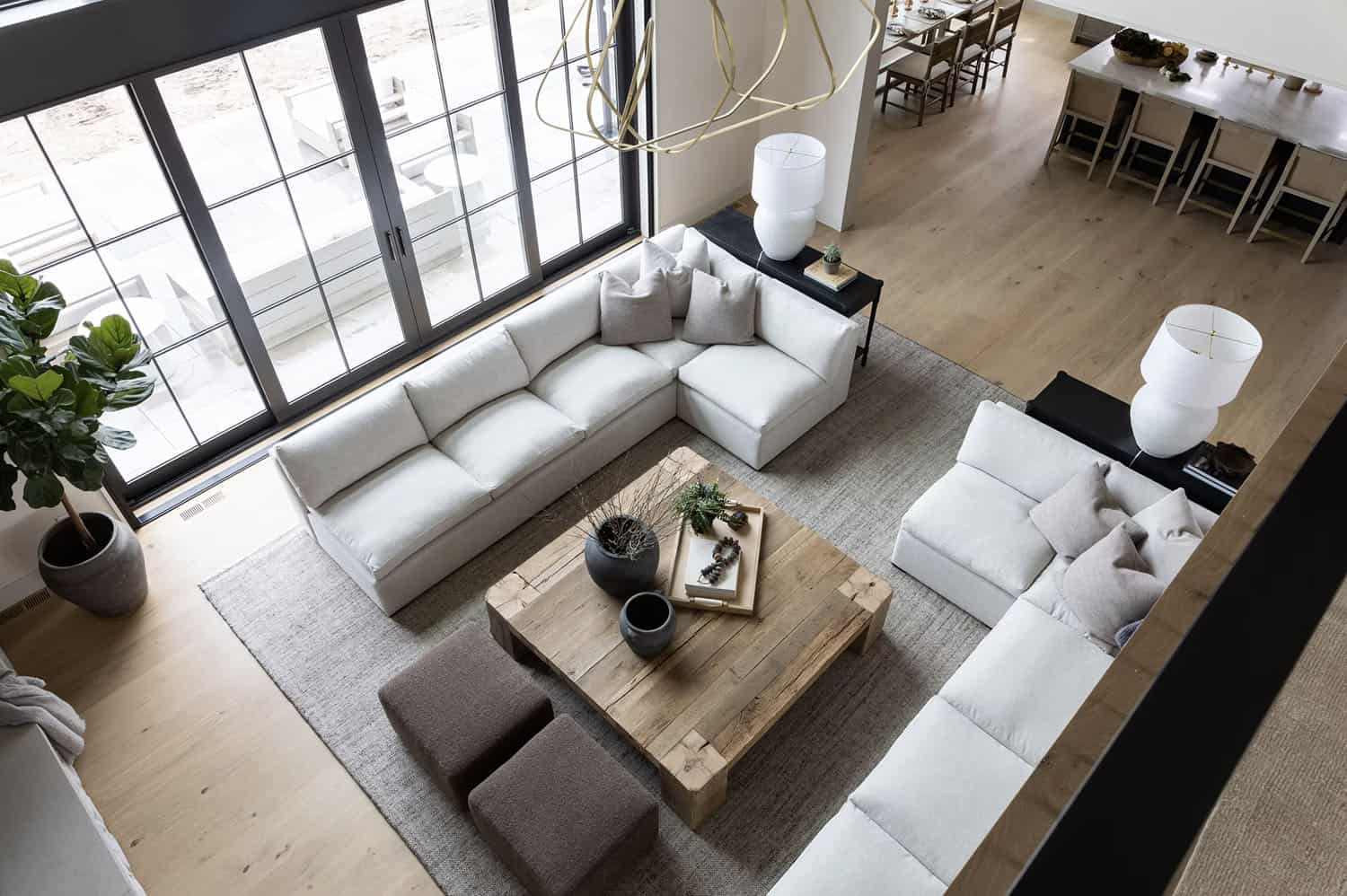 modern living room overhead view