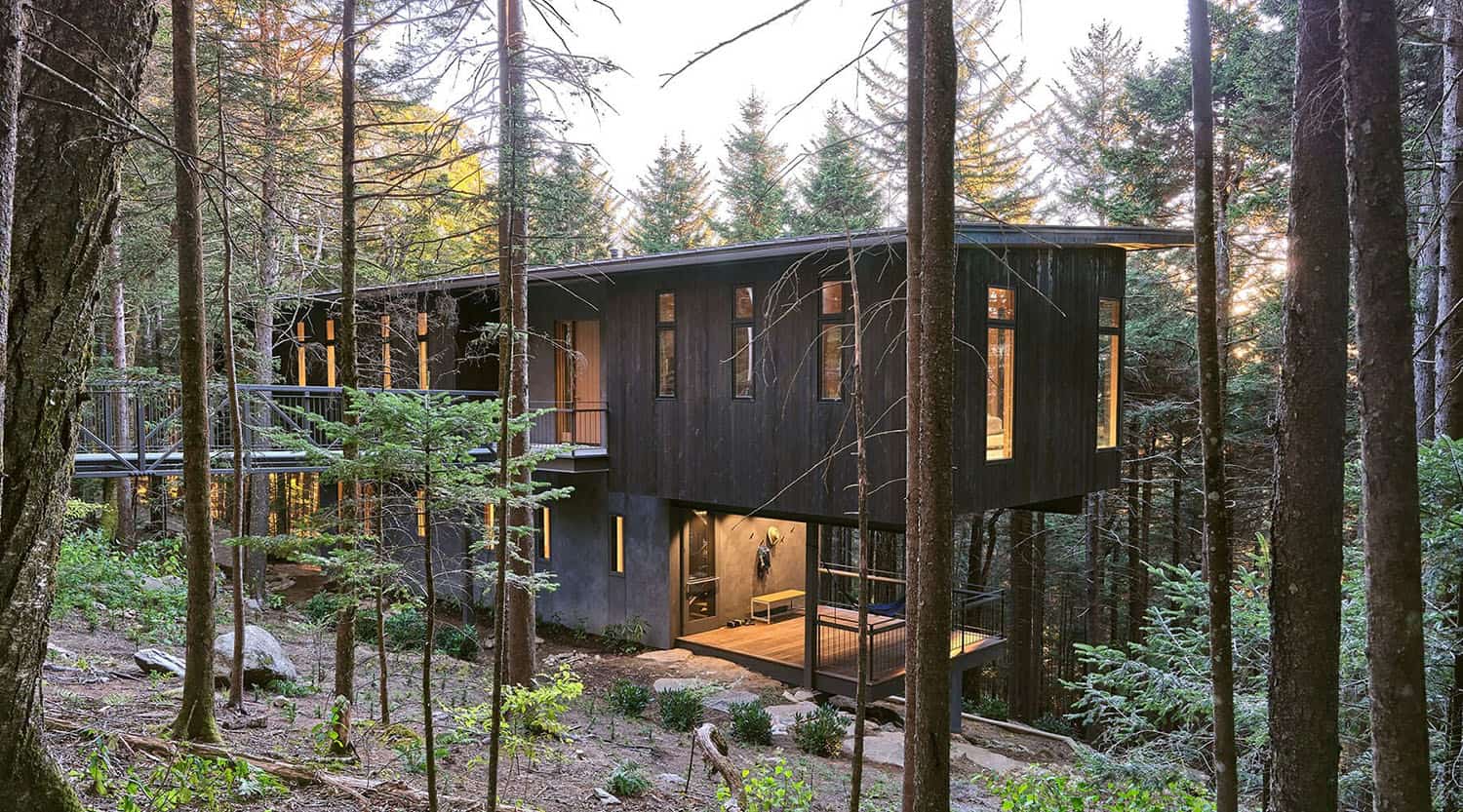 modern mountain cabin exterior