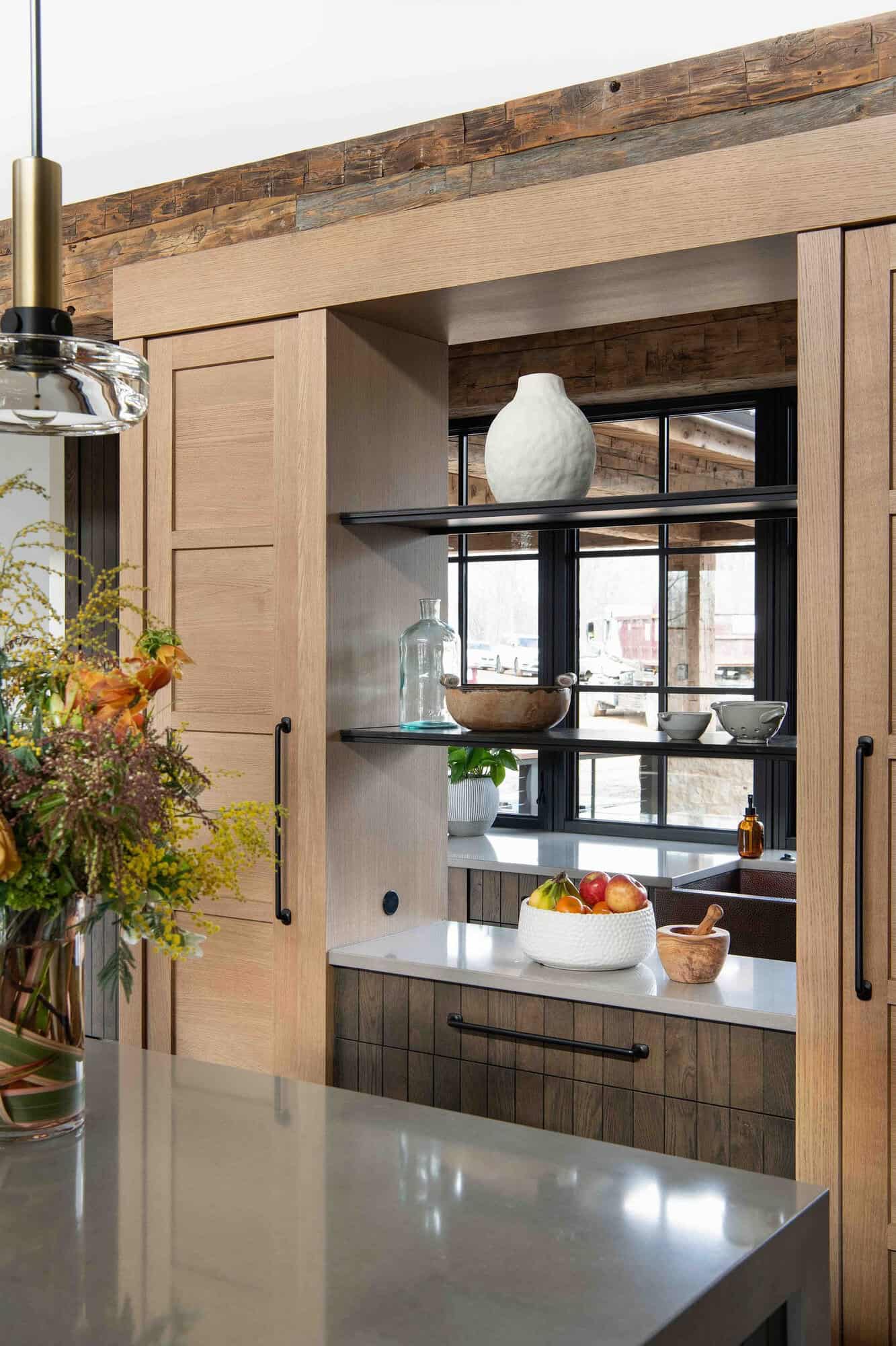 modern modern kitchen with a built-in bar
