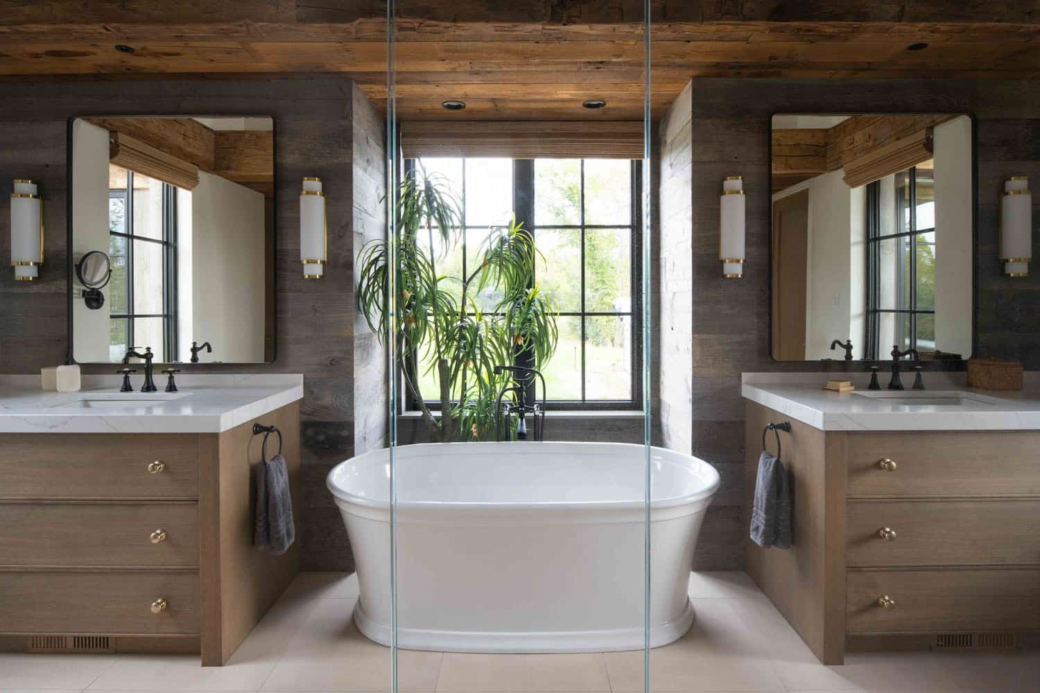 modern modern bathroom with a freestanding tub