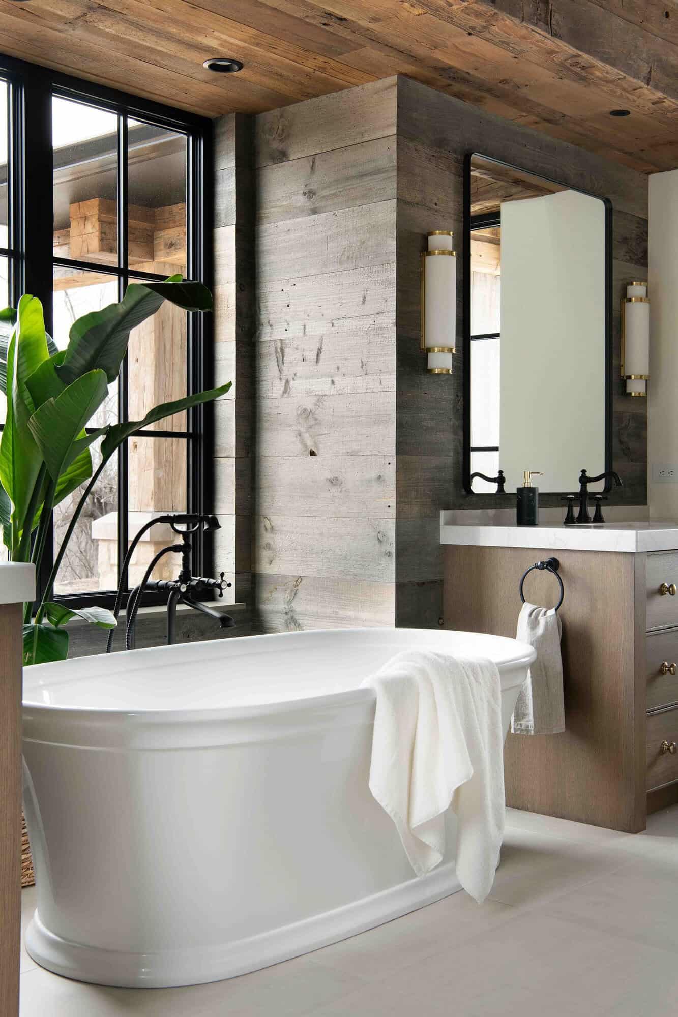 modern modern bathroom with a freestanding tub
