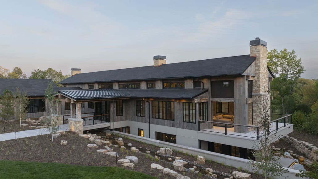 modern modern home exterior backyard view