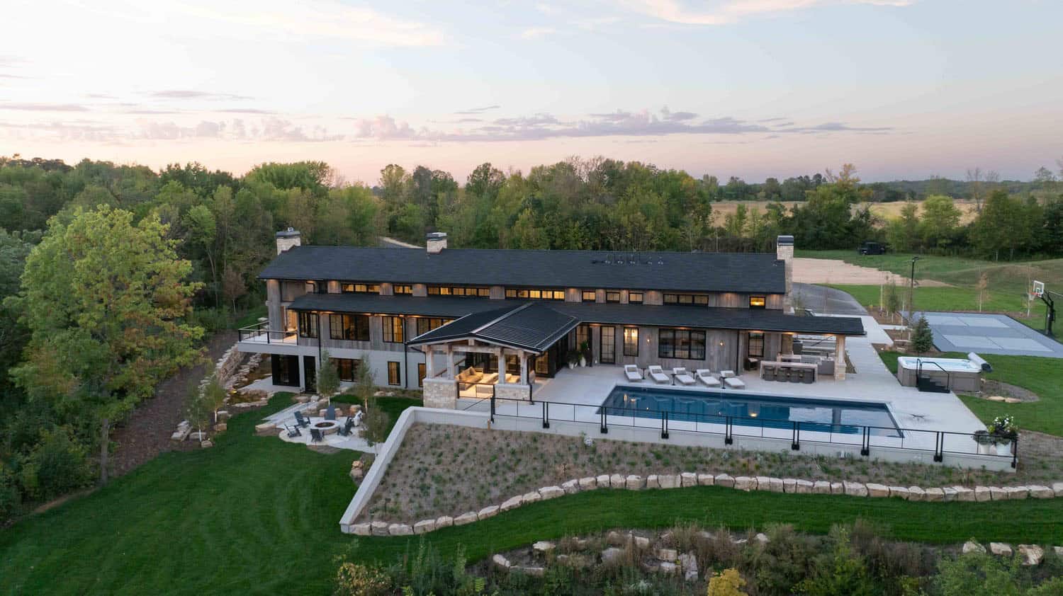 modern modern home exterior aerial view