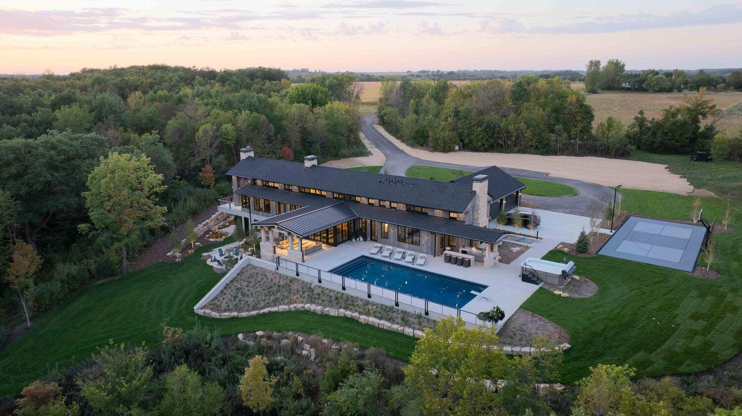 modern modern home exterior aerial view