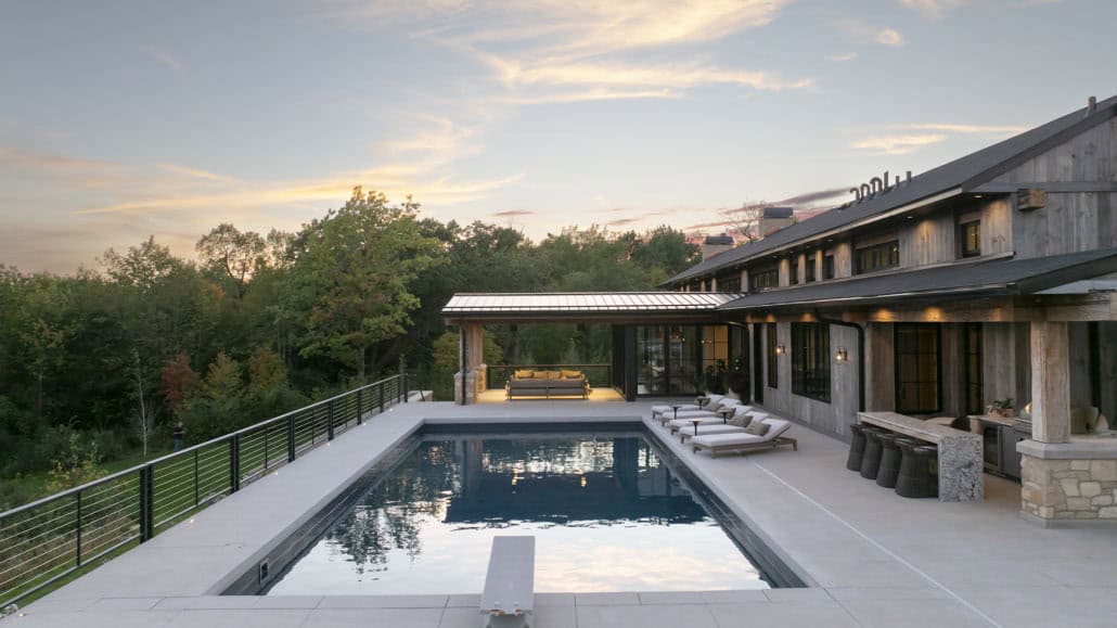 modern modern home exterior with a pool