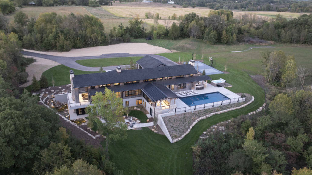 modern modern home exterior aerial view