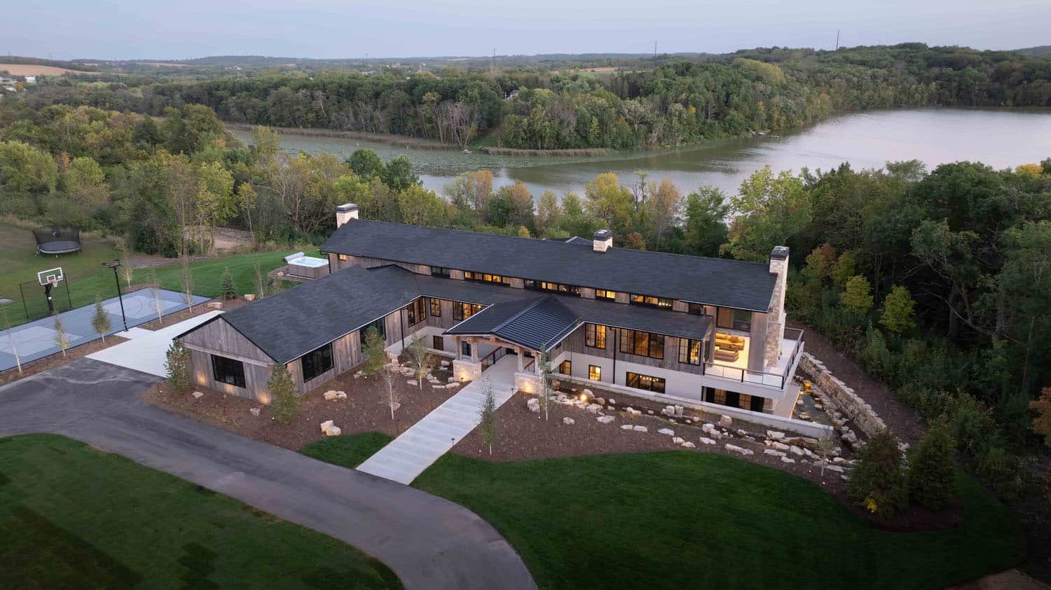 modern modern home exterior aerial view