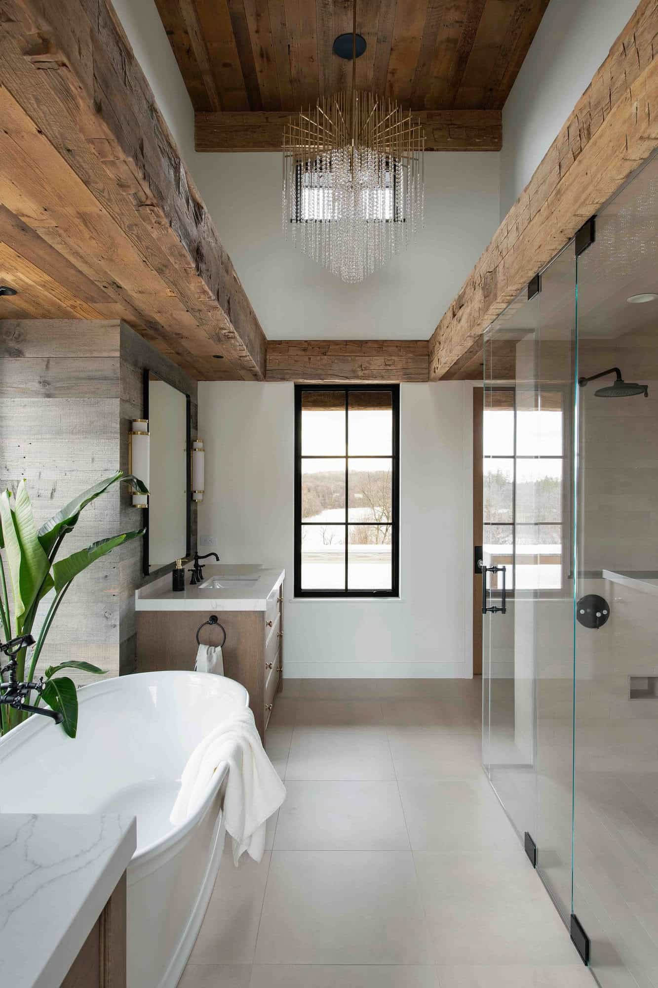 modern modern bathroom with a freestanding tub