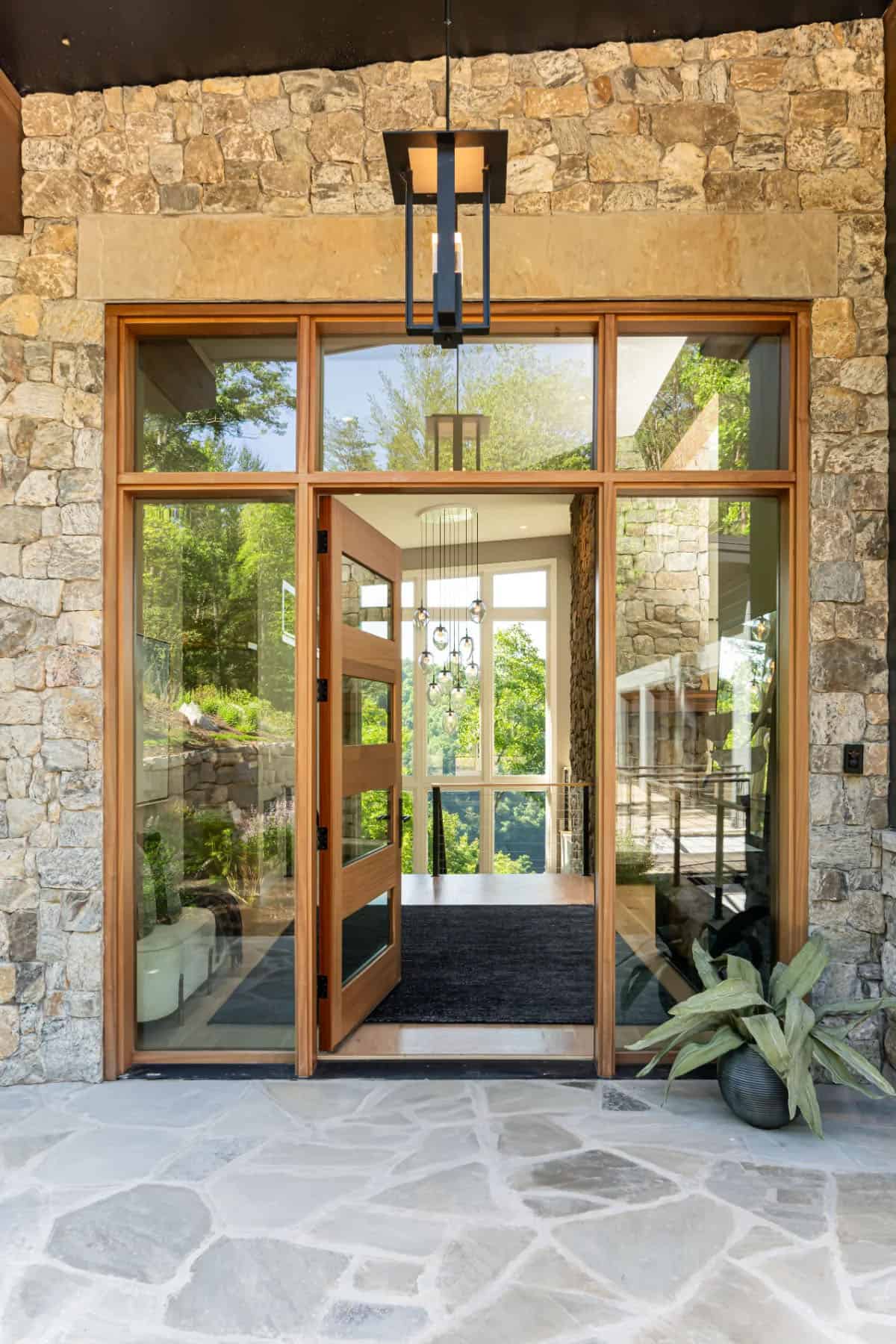 modern mountain home exterior entry
