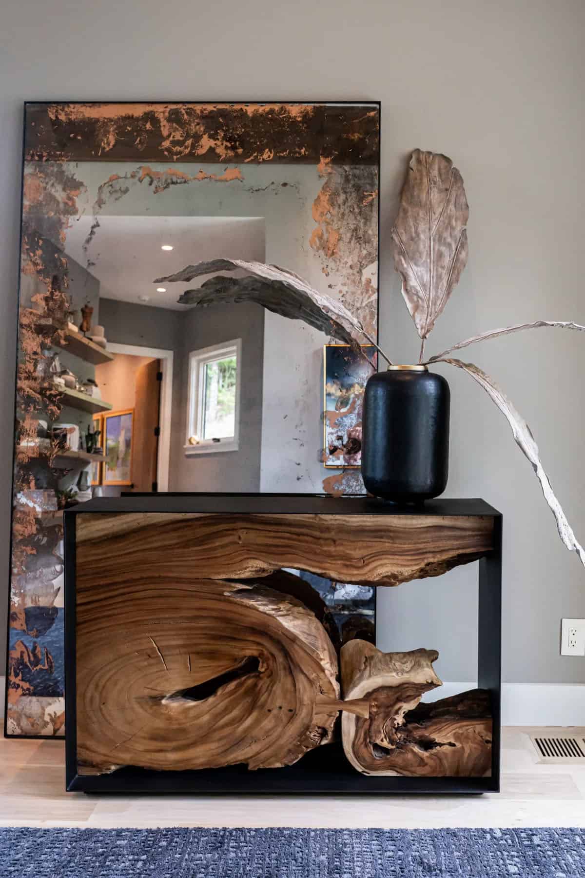 Modern mountain home entry console table