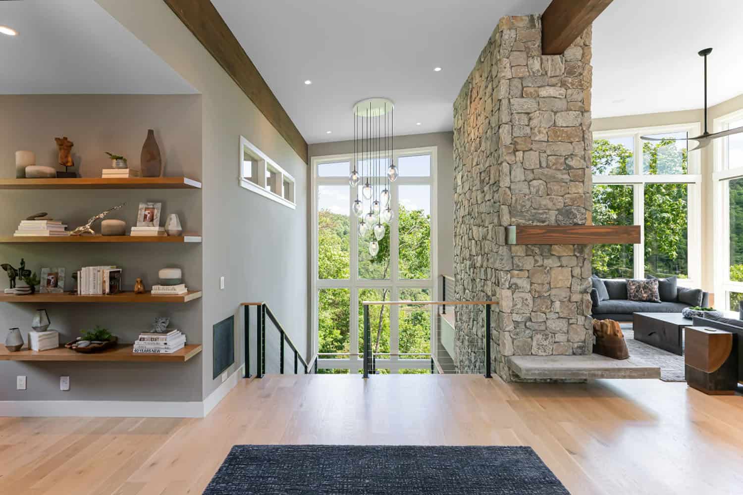 modern hallway with a staircase