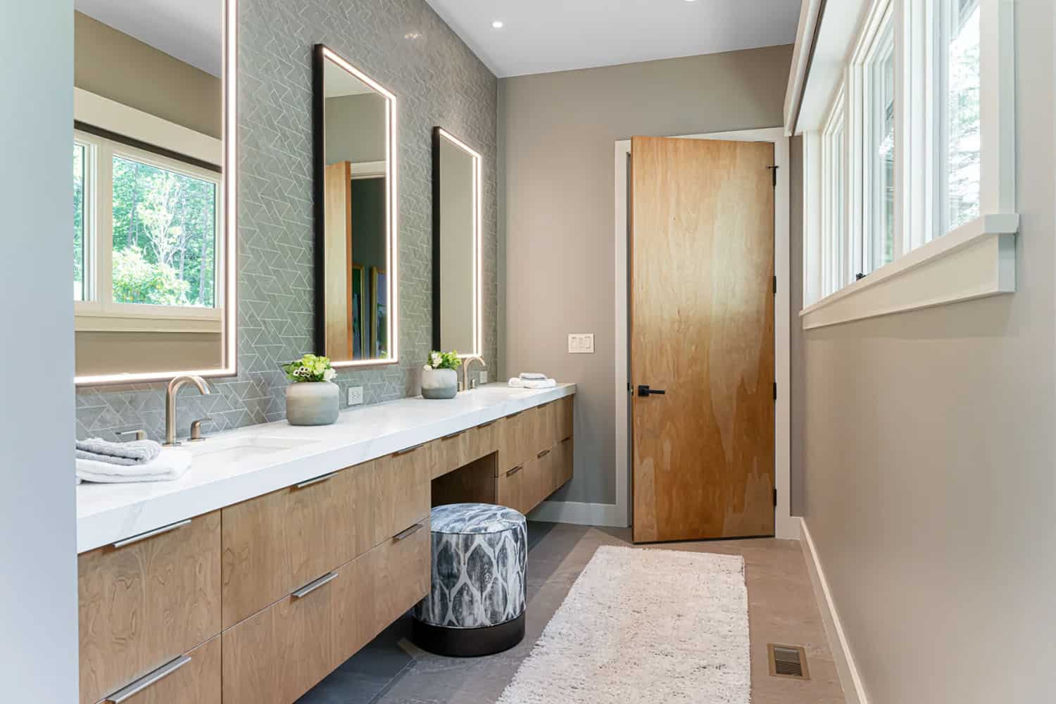 modern bathroom with a large vanity