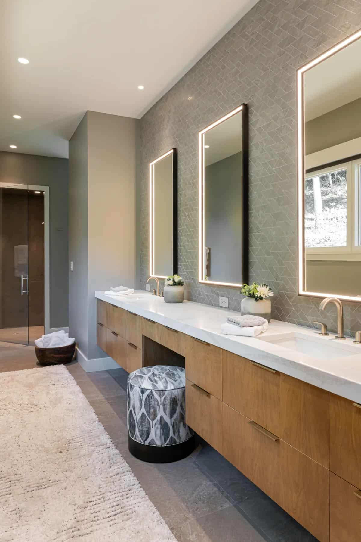 modern bathroom with a large vanity