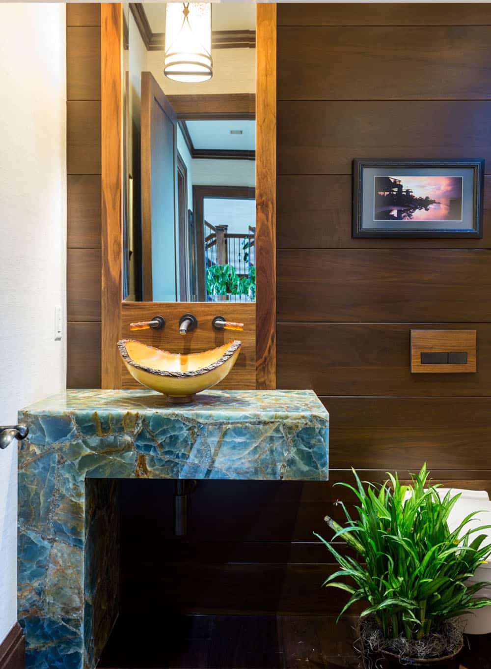 modern rustic powder room