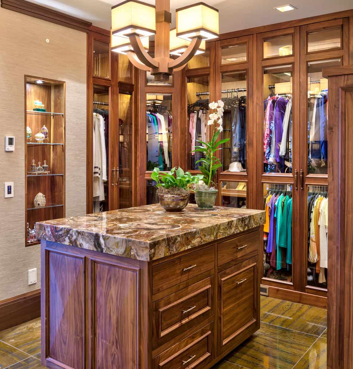 modern rustic walk-in closet