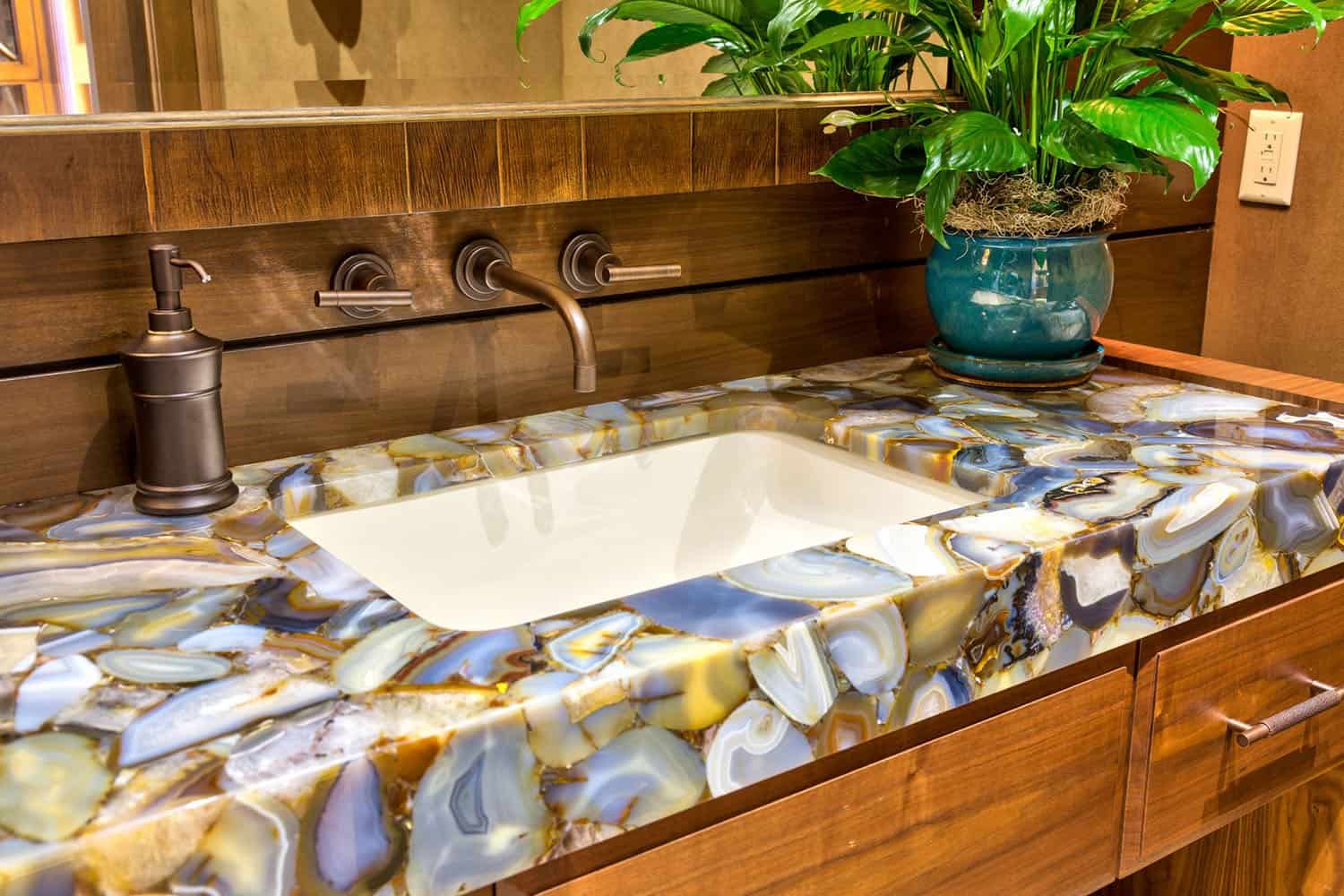modern rustic bathroom vanity detail