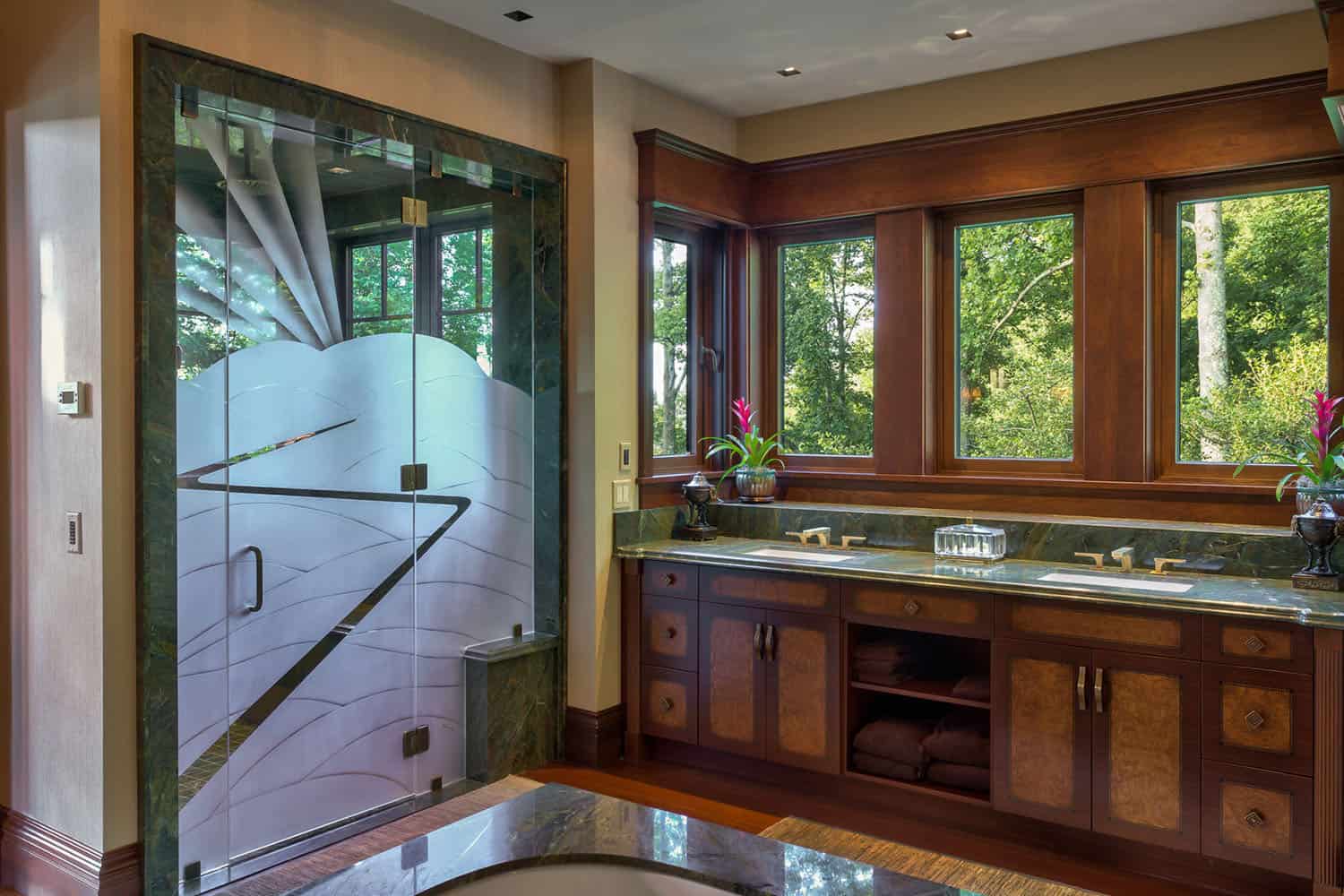 modern rustic mountain guest house bathroom