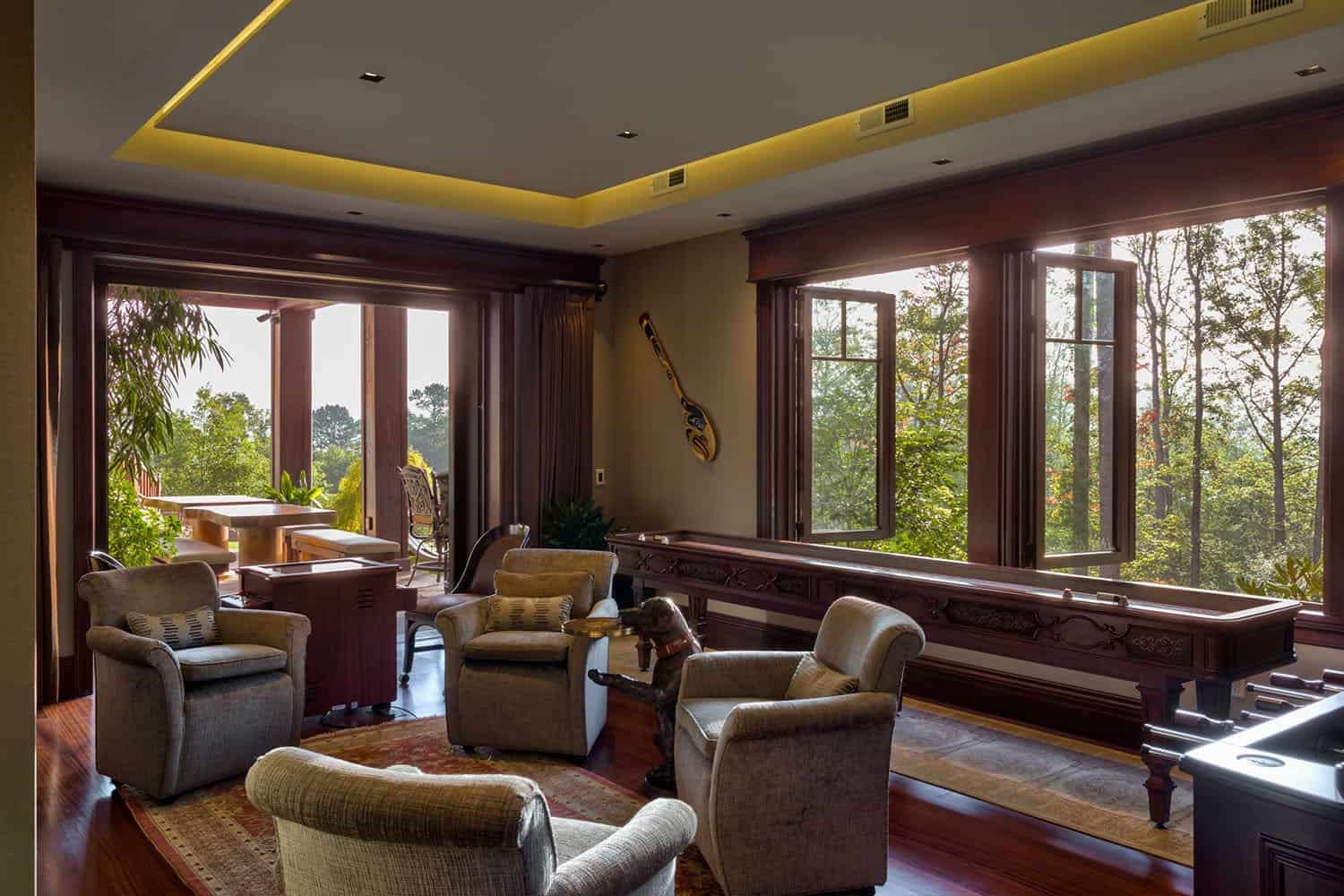 modern rustic mountain guest house game room