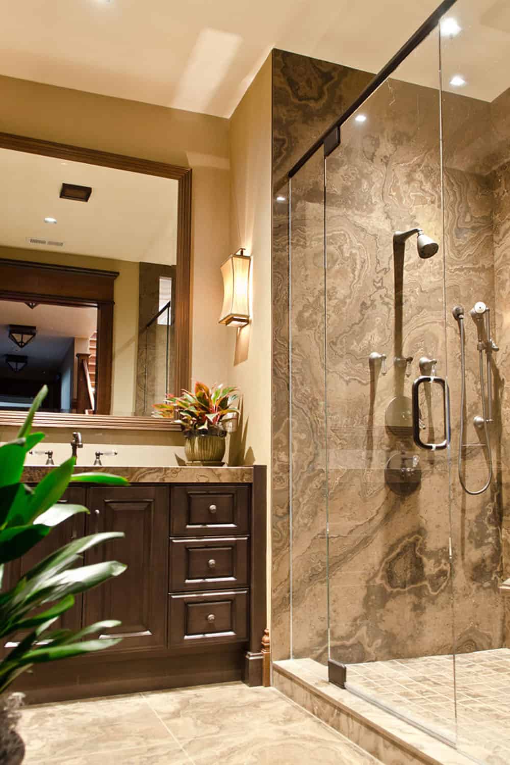 modern rustic mountain guest house bathroom