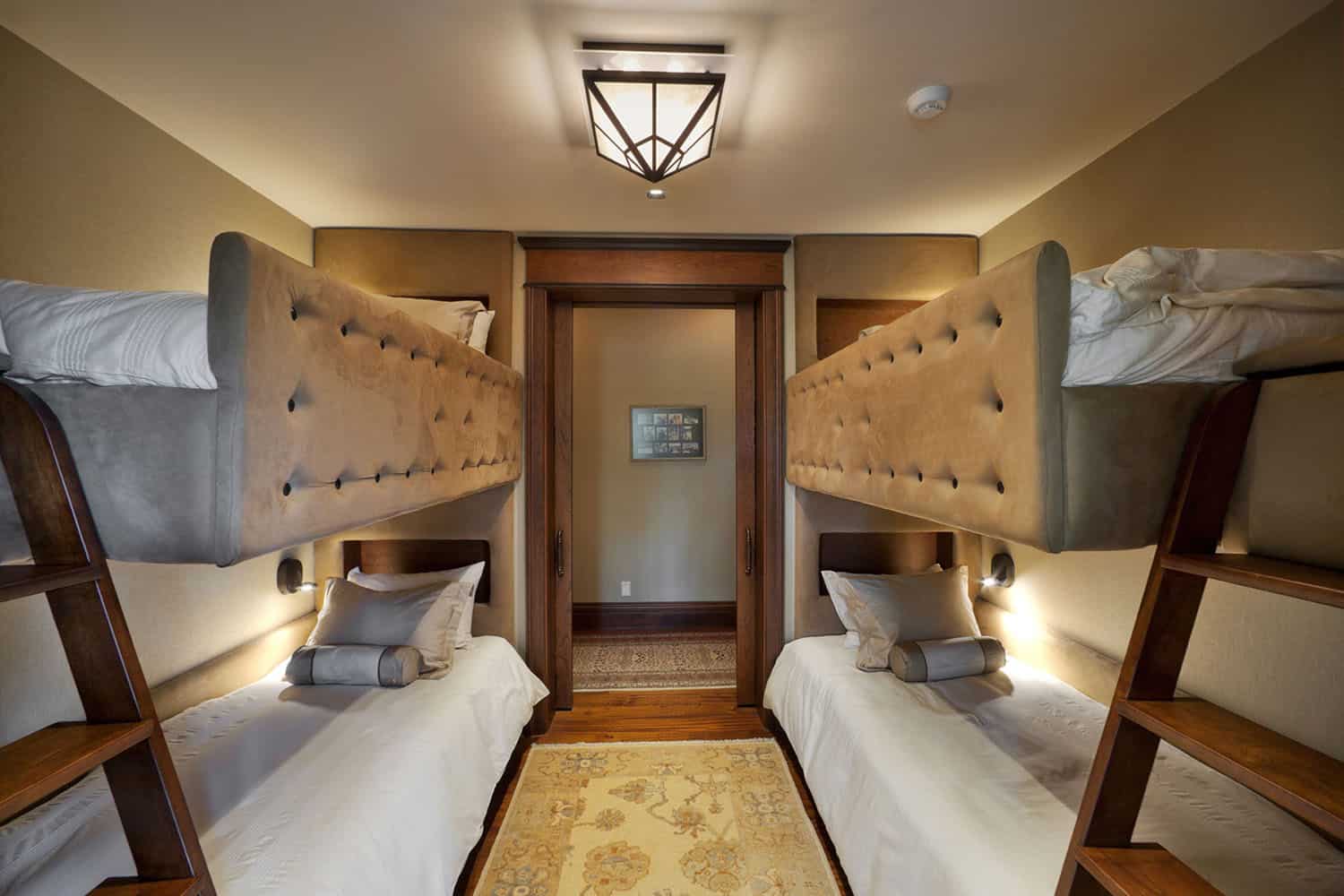 modern rustic mountain guest house bunk bedroom