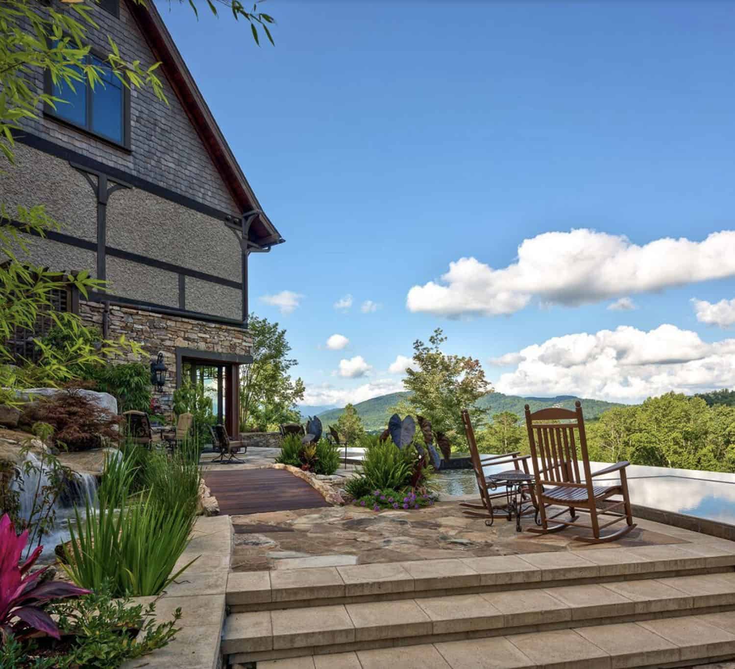 modern rustic mountain exterior patio