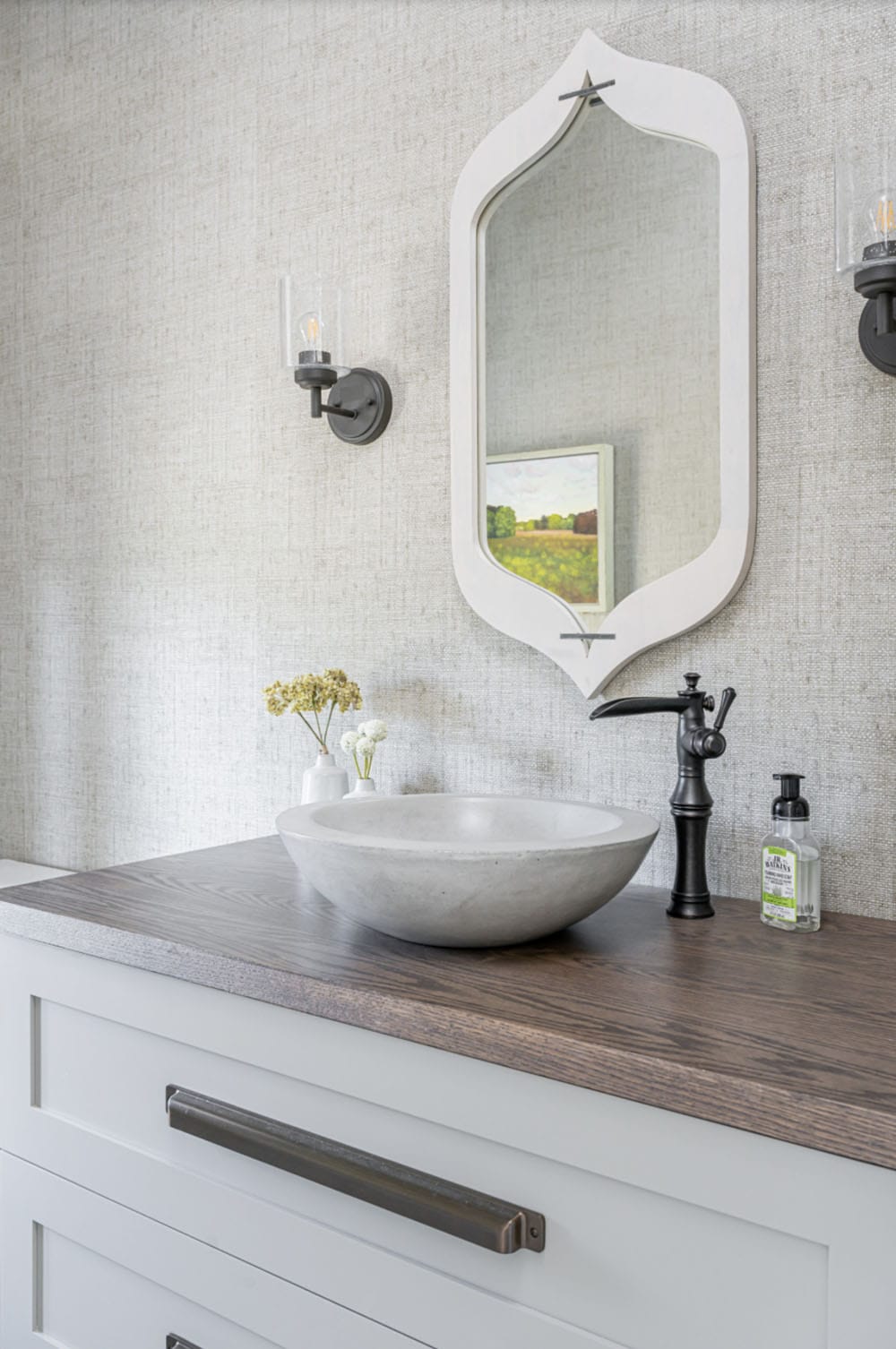 modern rustic powder room