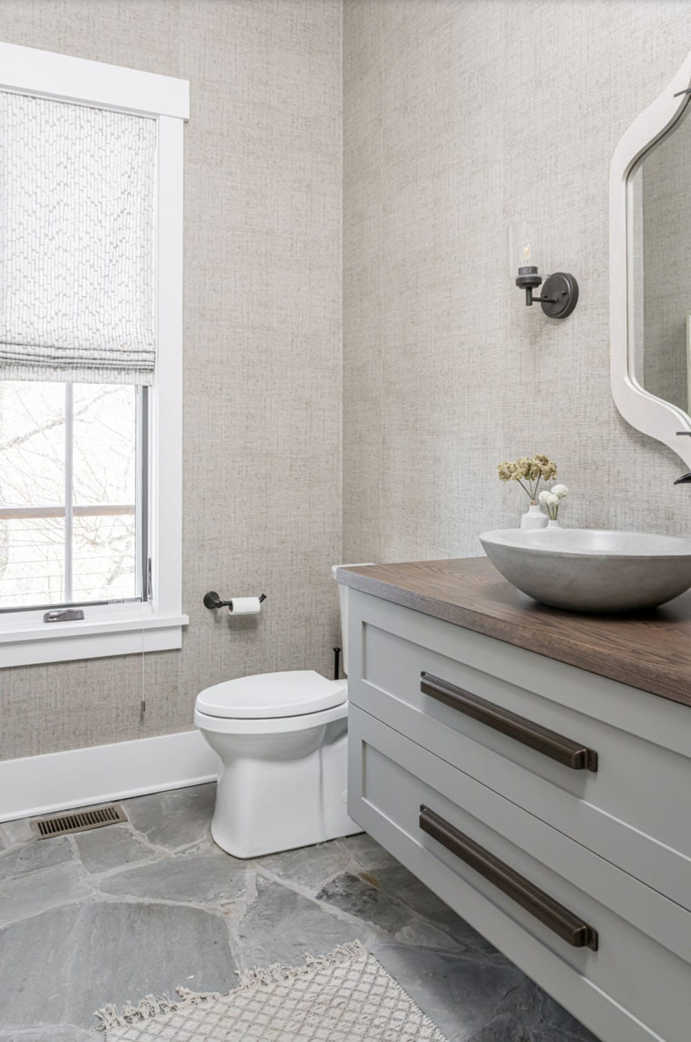 modern rustic powder room