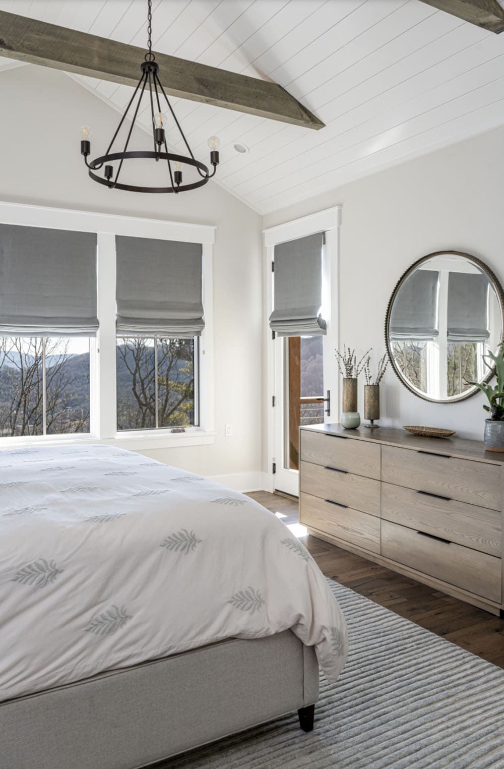 modern rustic bedroom with a dresser