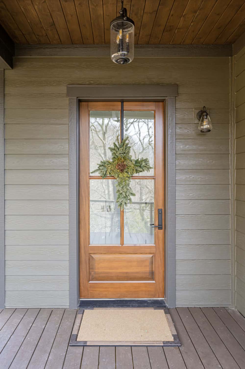 modern rustic mountain home exterior front door