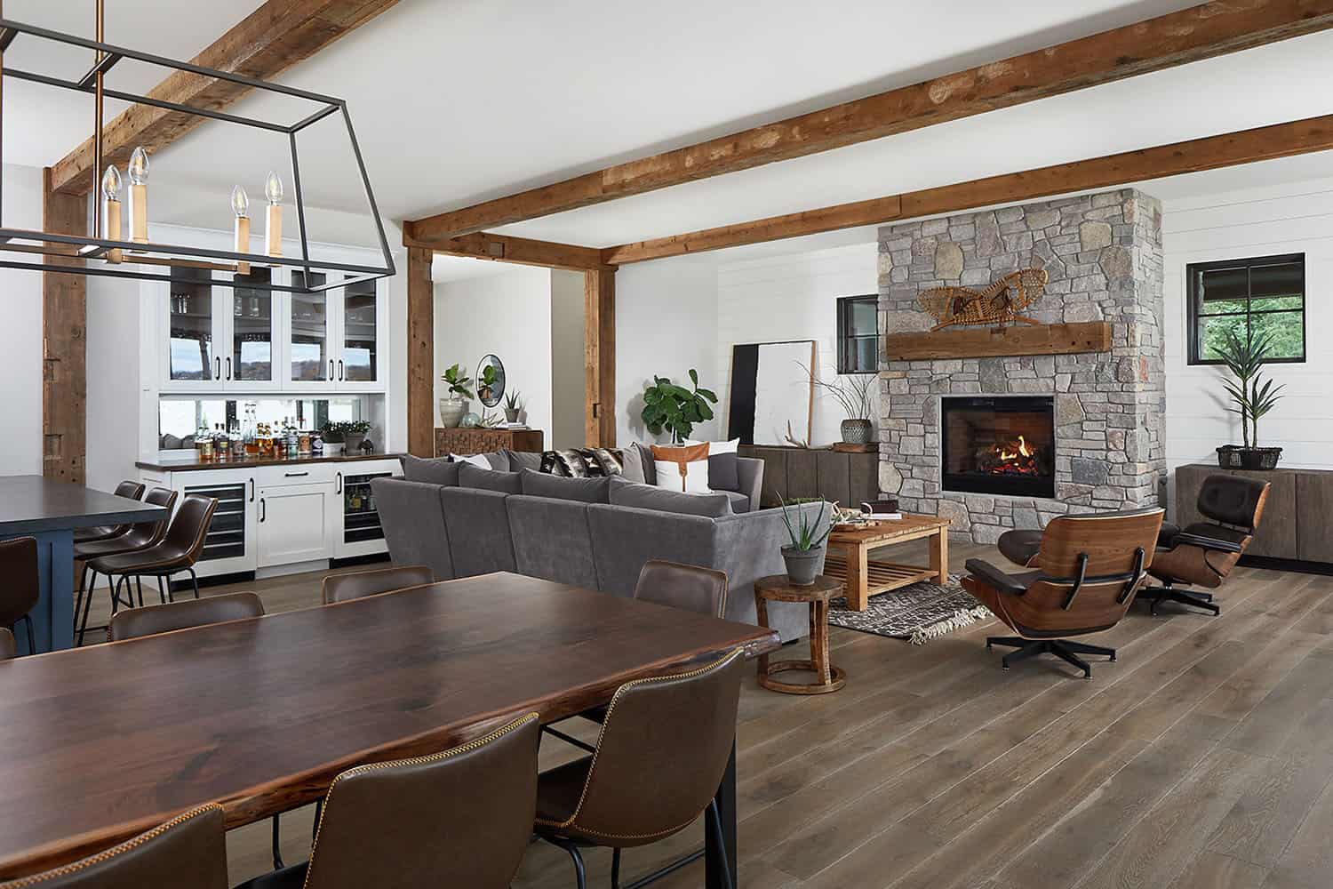 mountain style dining and living room