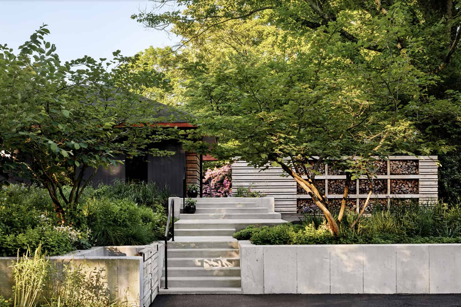 contemporary home exterior with steps