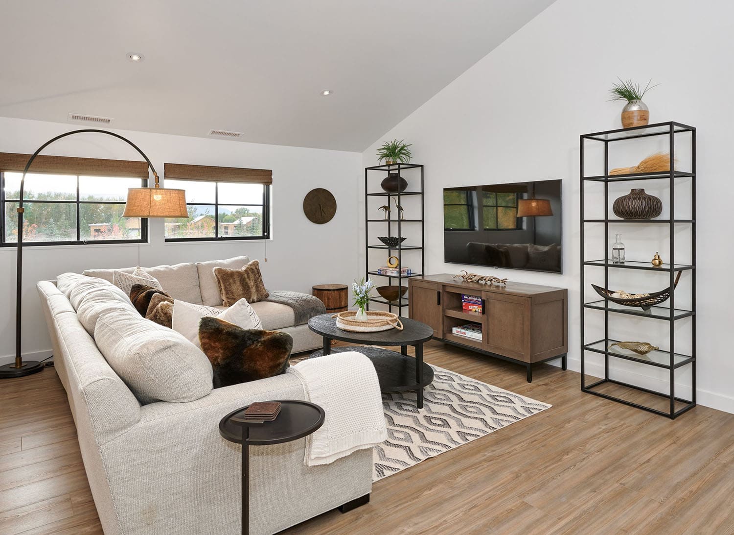 rustic modern guest house living room