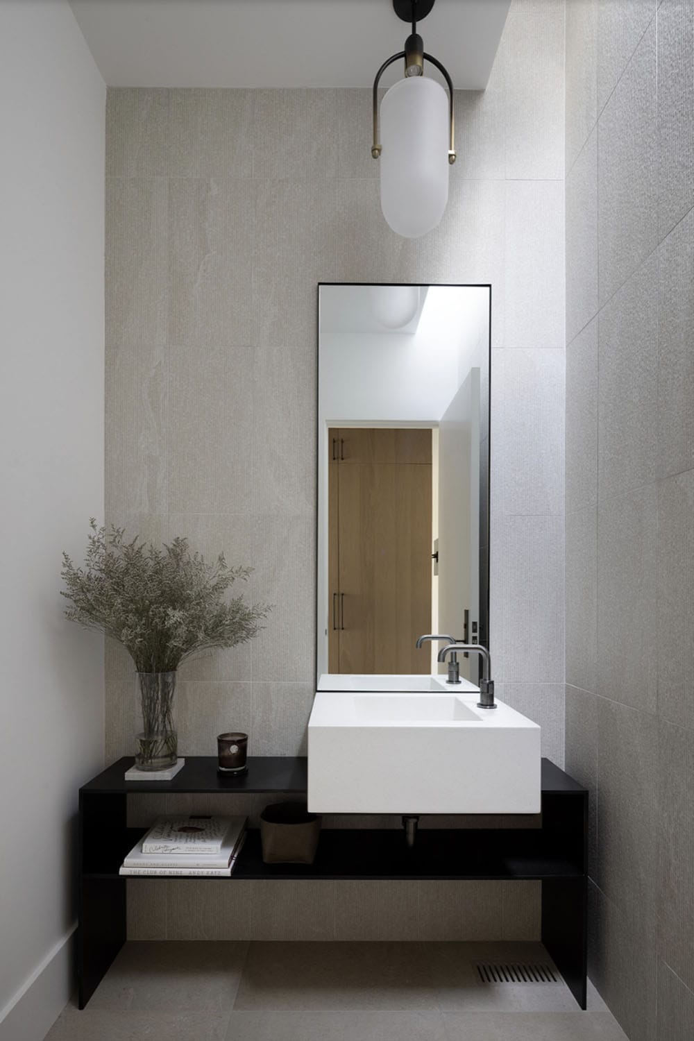 modern farmhouse style powder room
