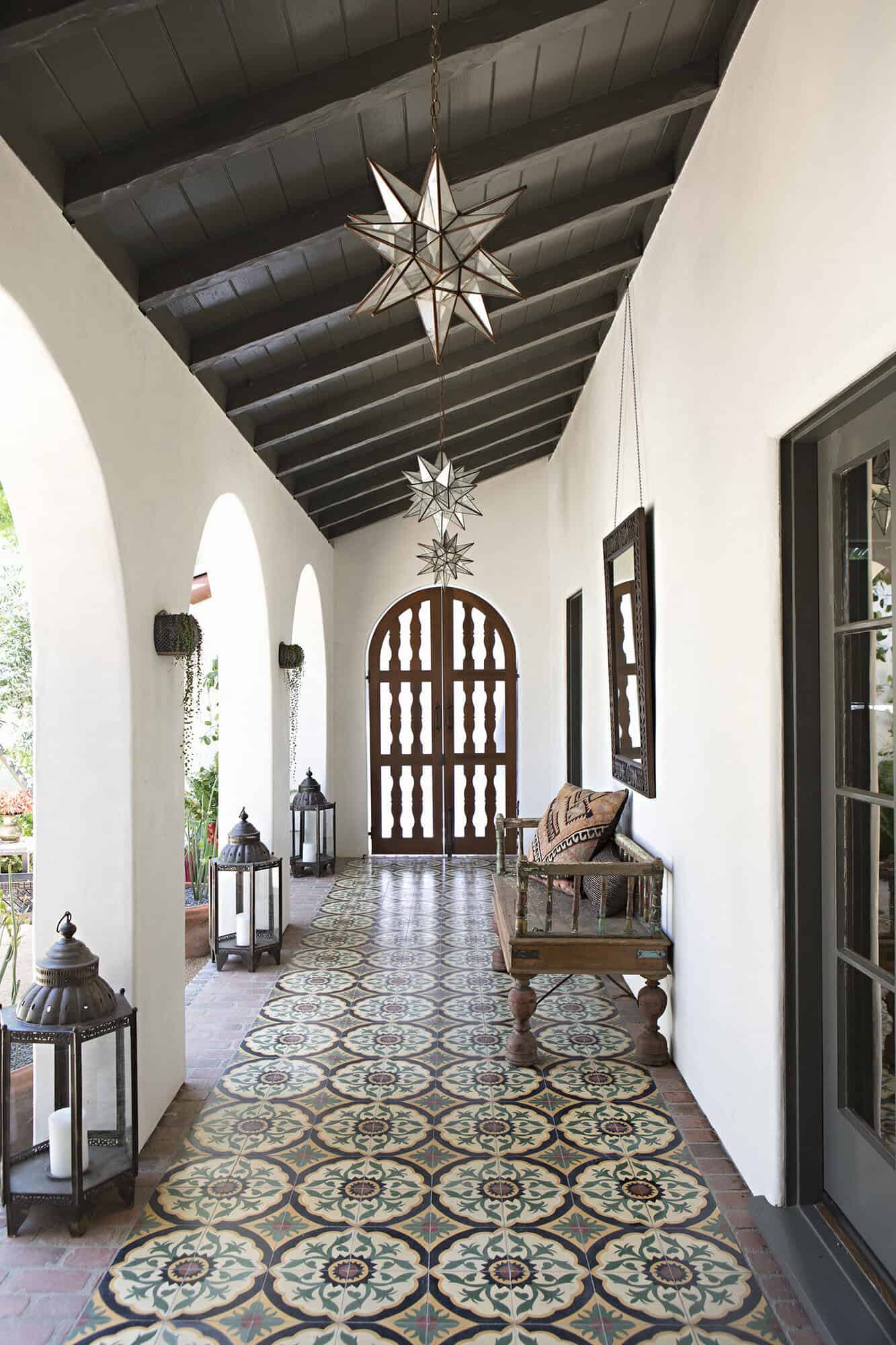 spanish colonial revival home covered front porch