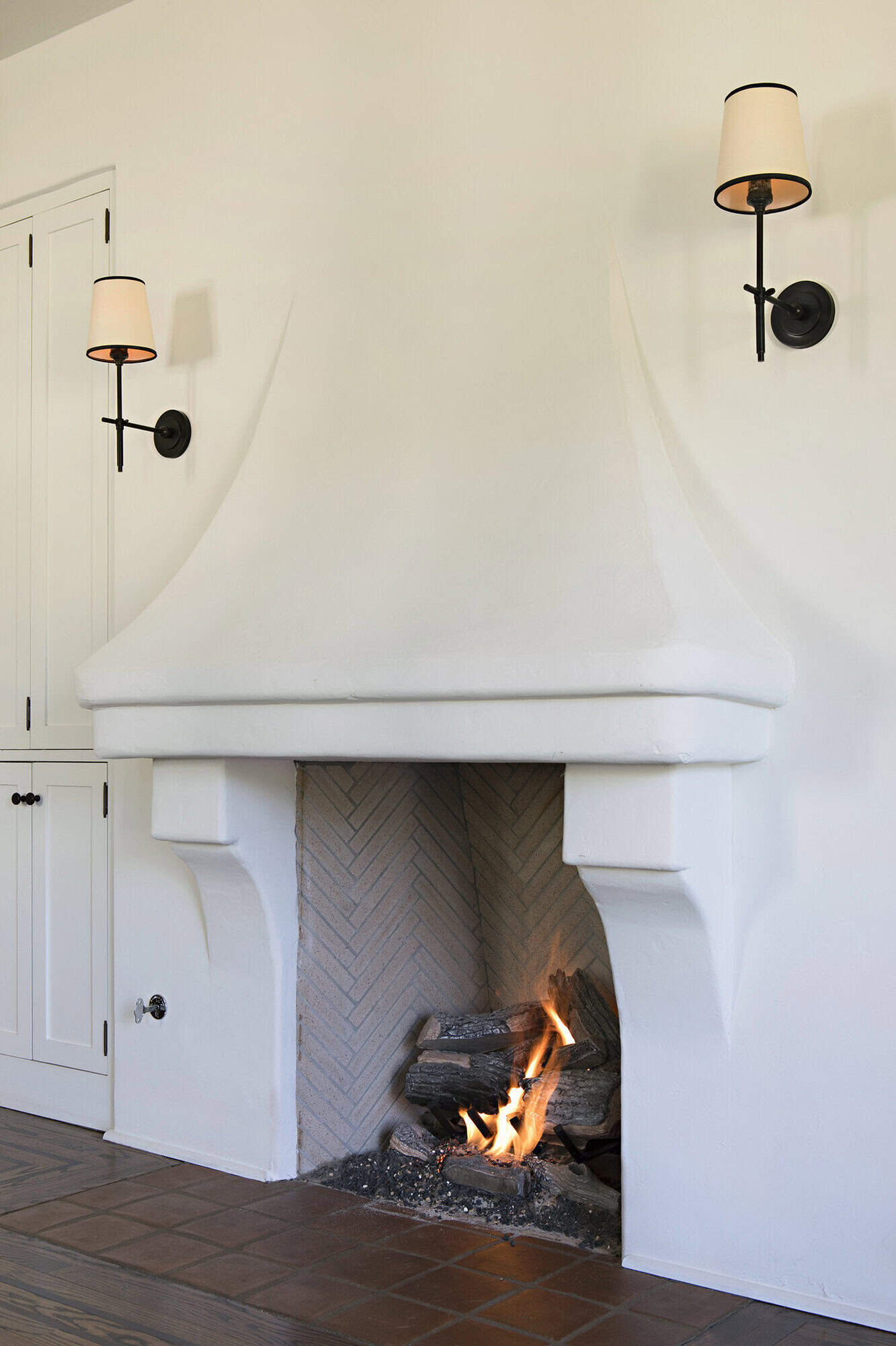 spanish colonial revival bedroom fireplace